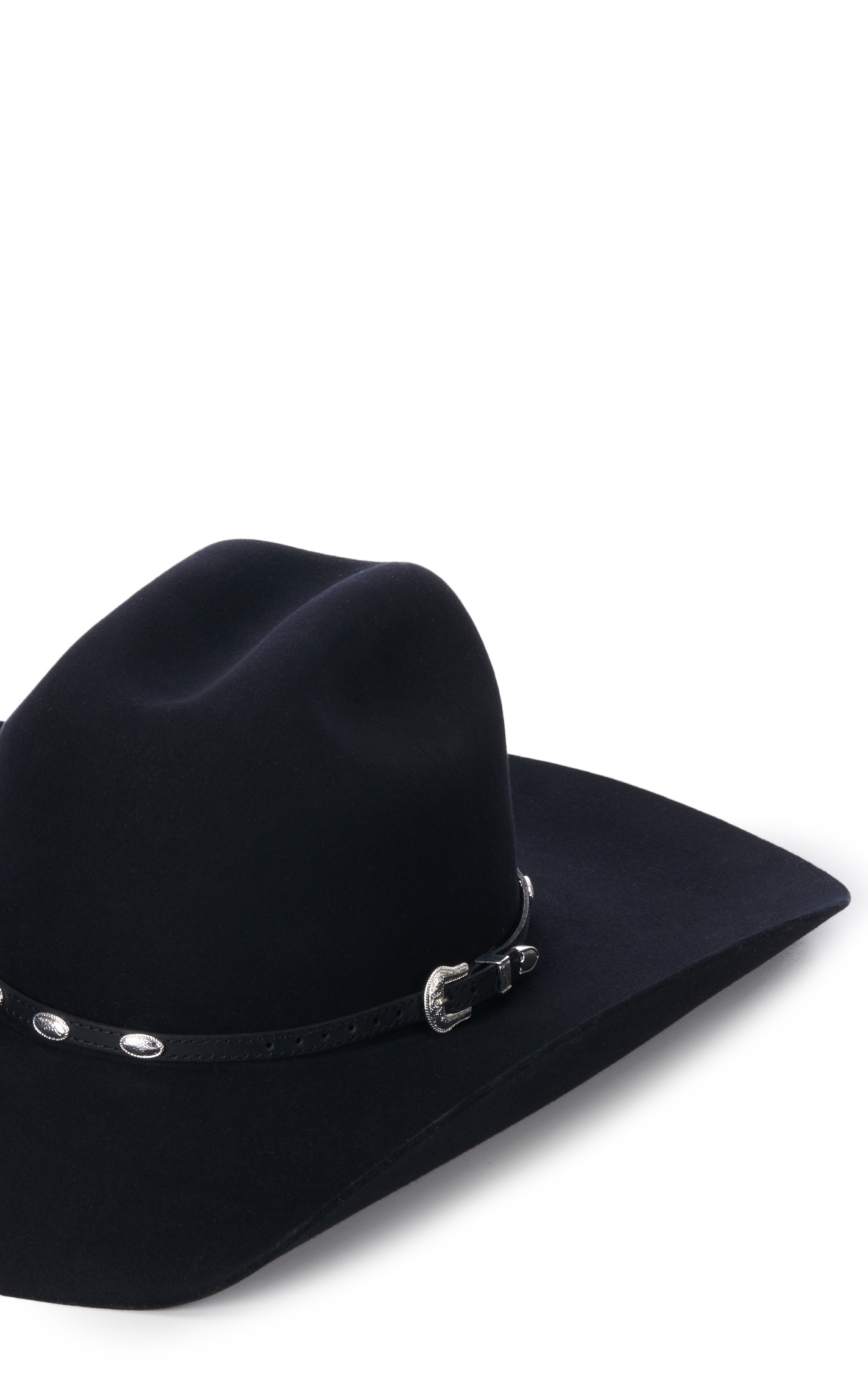 M&F Western Black With Silver Oval Conchos Leather Hatband - Image 1