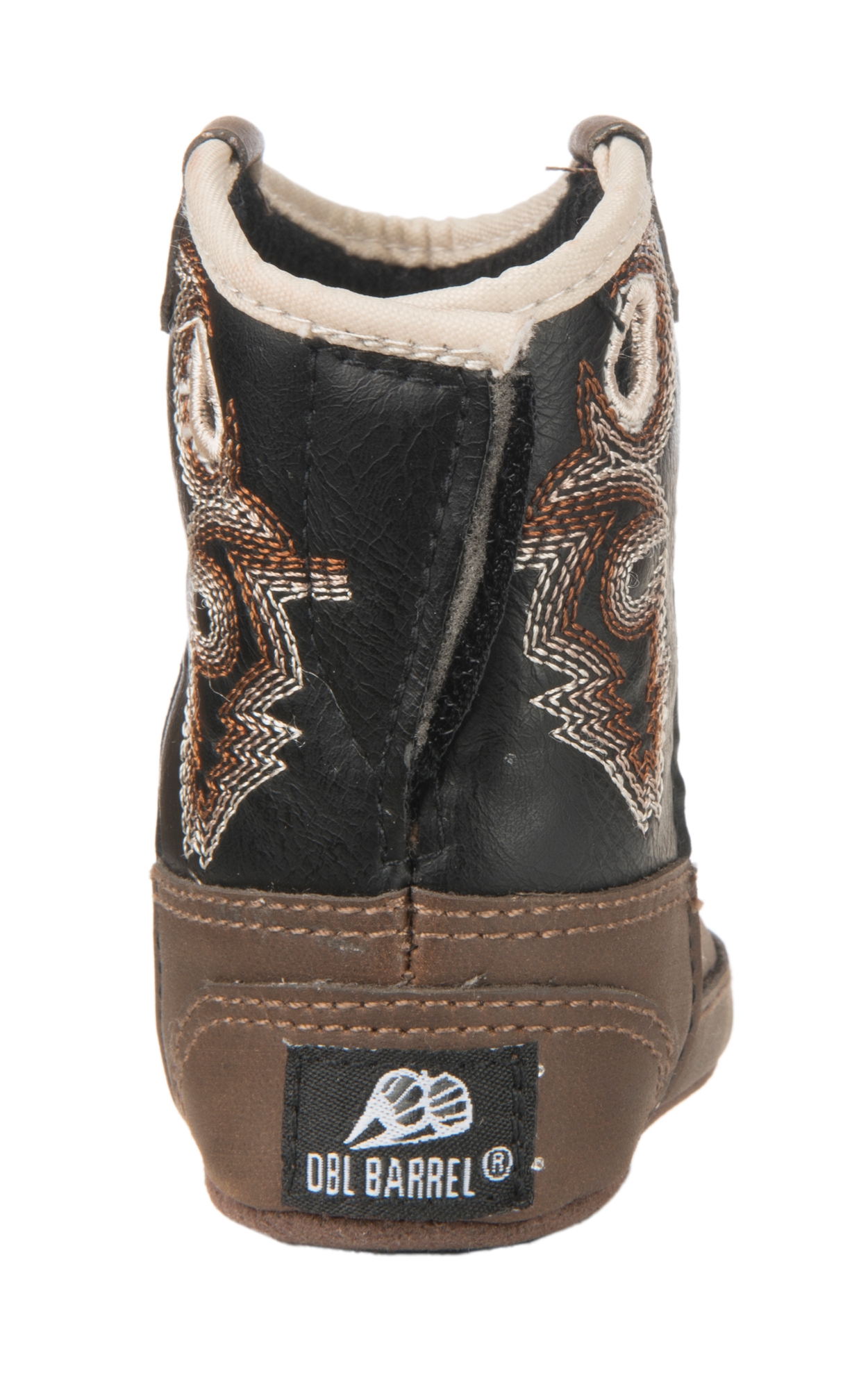 Double Barrel Infant Baby Bucker Brown and Black Western Booties - Image 1