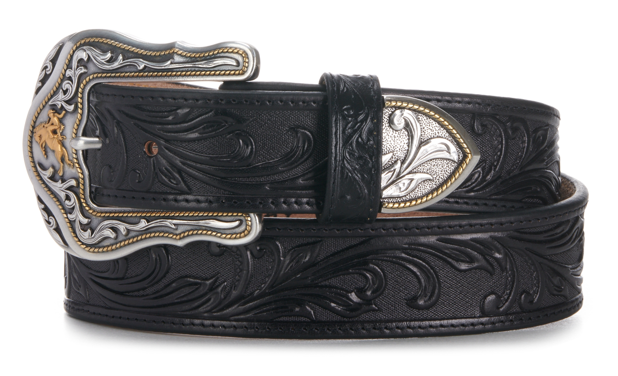 Tony Lama Men's Black Leather Westerly Ride Western Belt - Image 1