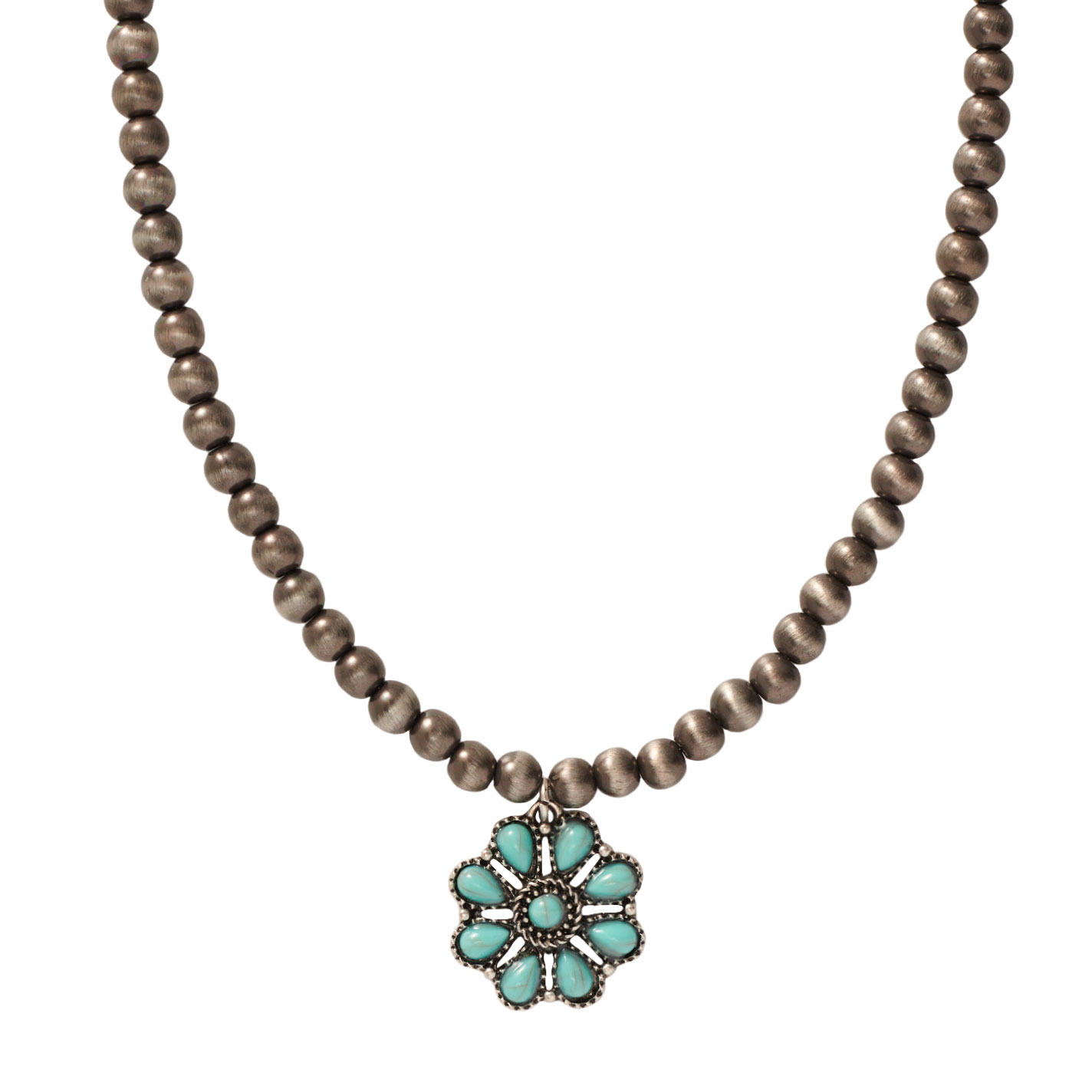 Rockin C Navajo Pearl Bead Turquoise Concho Necklace - Image 1