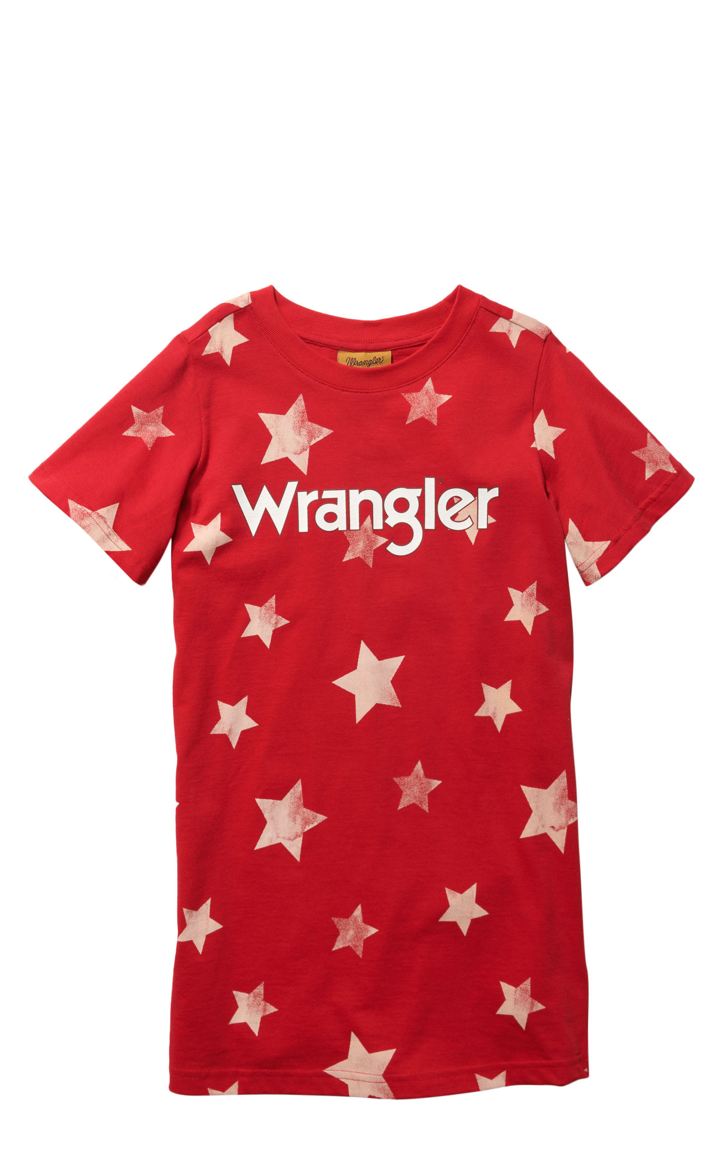 Wrangler Girl's Red Stars & Logo Graphic Short Sleeve T-Shirt Dress - Image 1