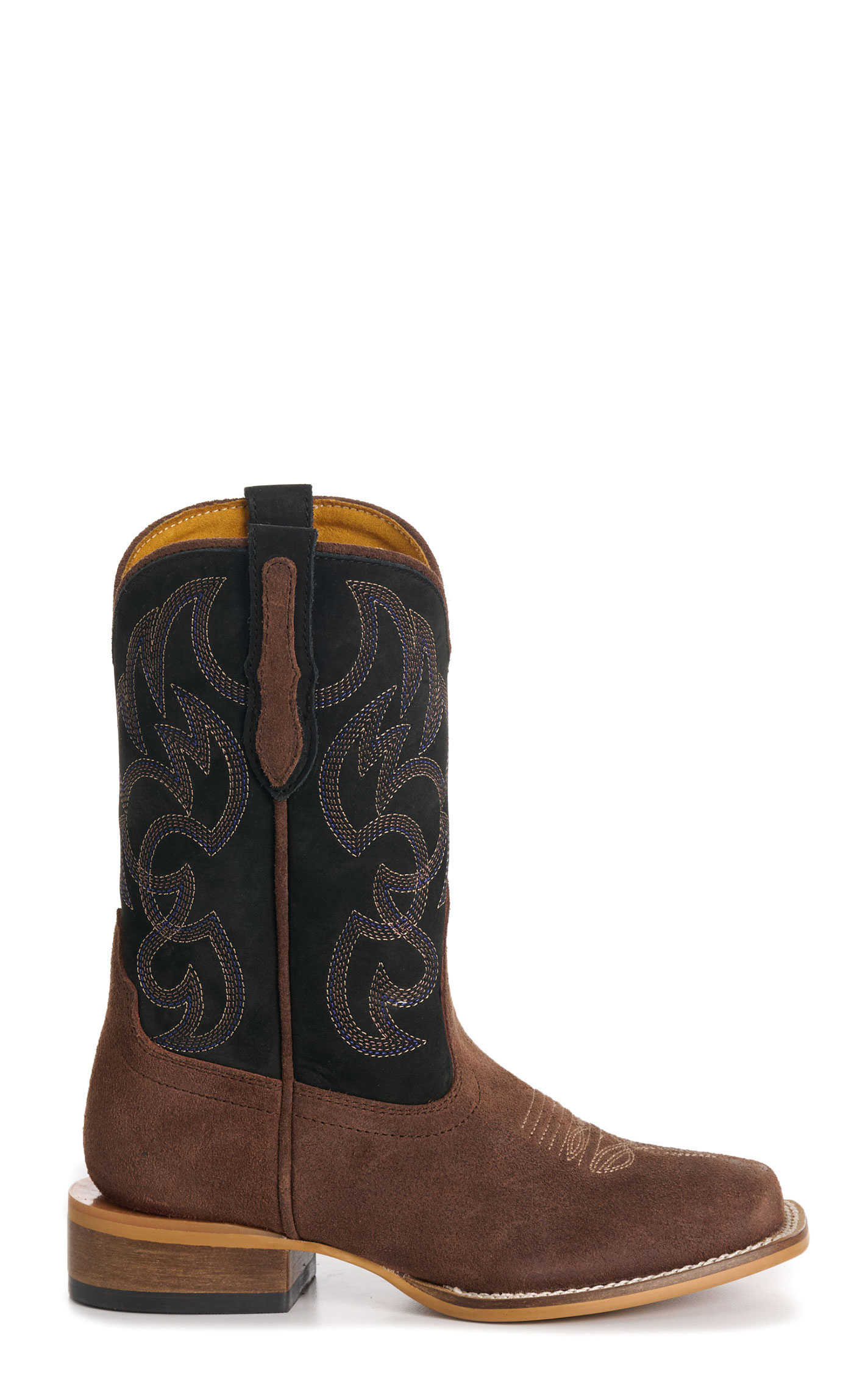Cavender’s Kids' Black & Brown Roughout Suede Square Toe Cowboy Boots - Image 1