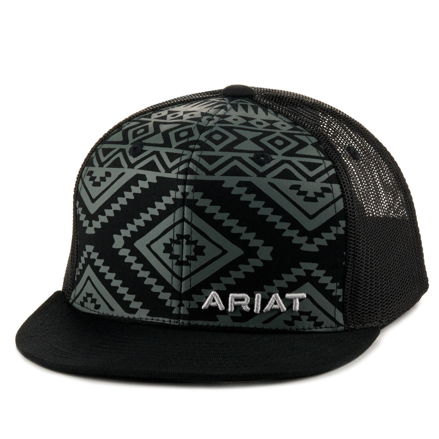 Ariat Youth Charcoal Aztec on Black Logo Cap - Image 1