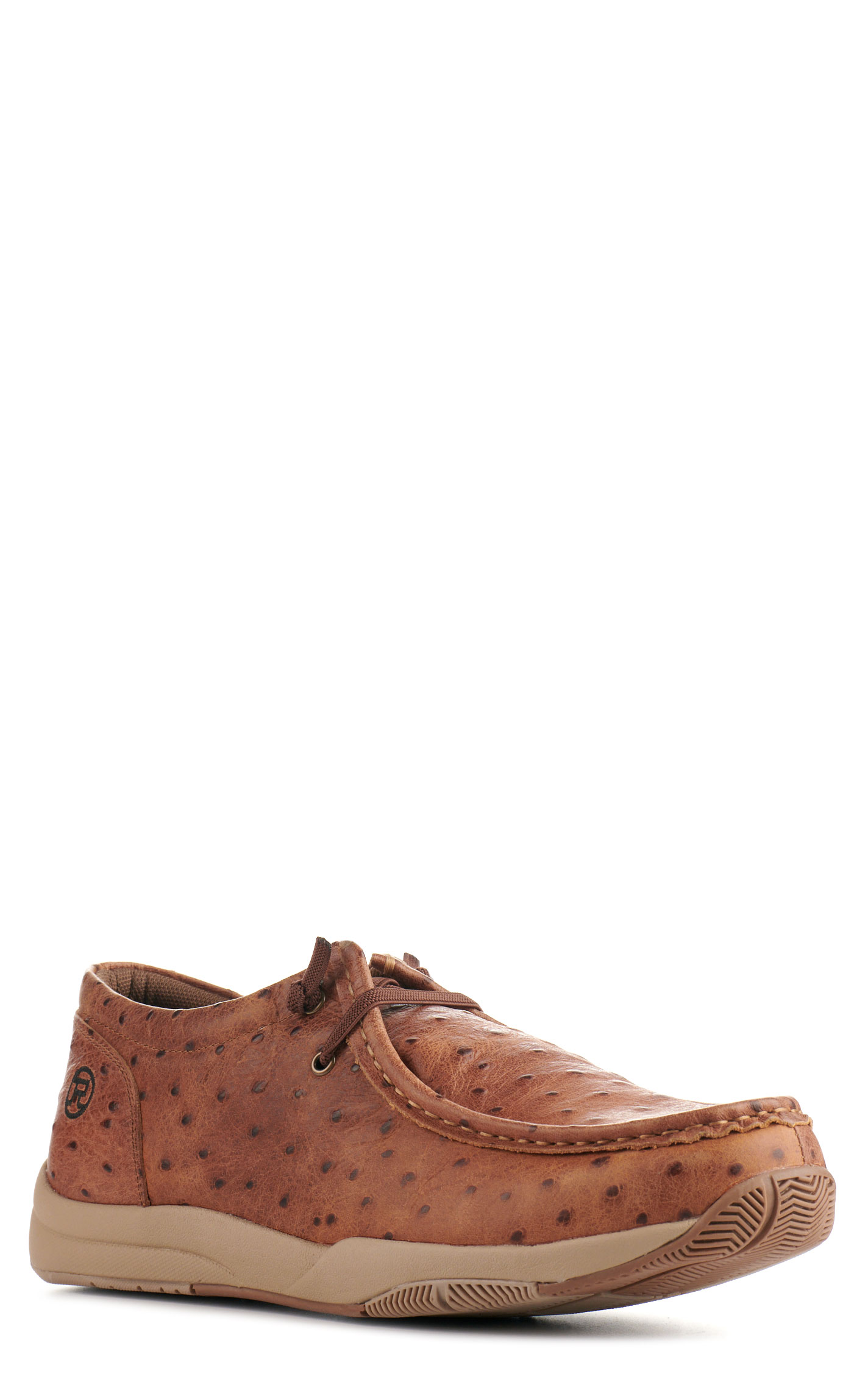 Roper Men's Clearcut Low Cognac Ostrich Print Moc Toe Casual Shoes - Image 1