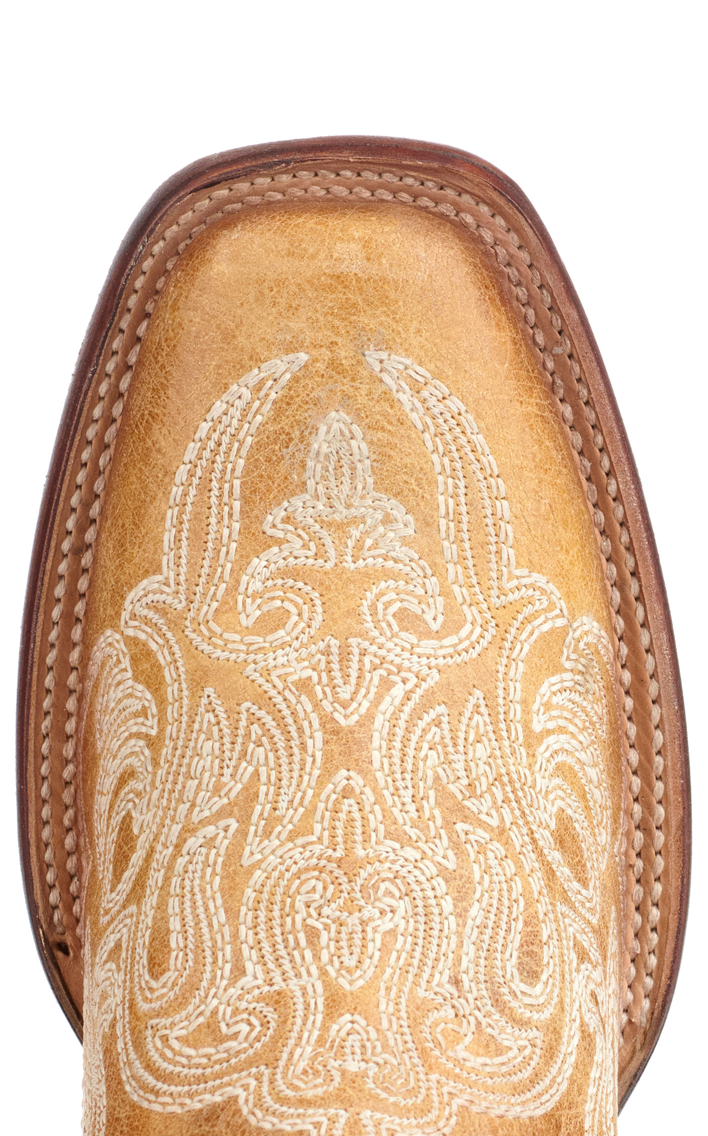 Corral Women's Straw Brown with Luminescent Embroidery Square Toe Cowboy Boots - Image 1