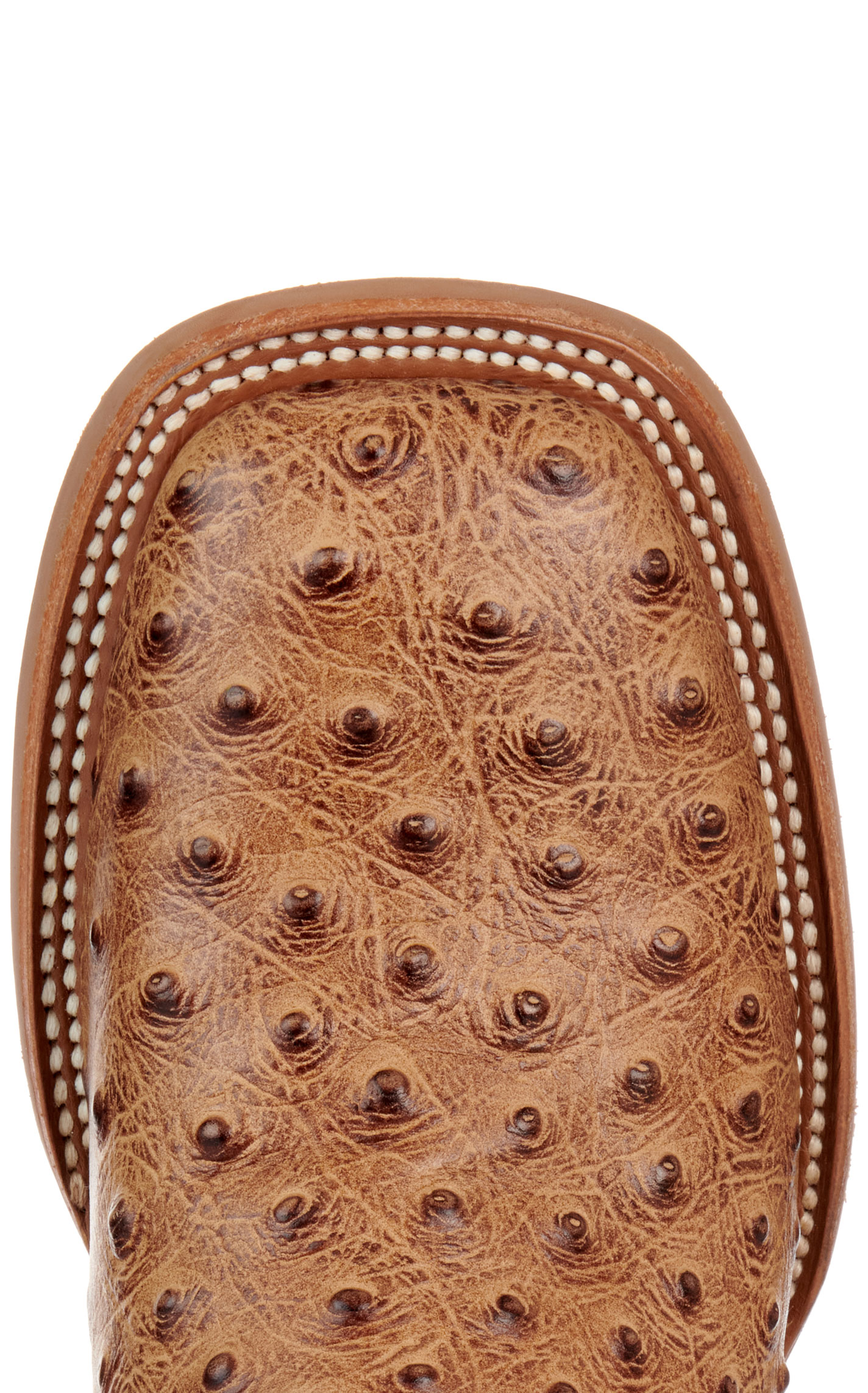 Cavender’s Women’s Intrepid Saddle Tan Ostrich Print and Green Wide Square Toe Cowboy Boots  - Image 1