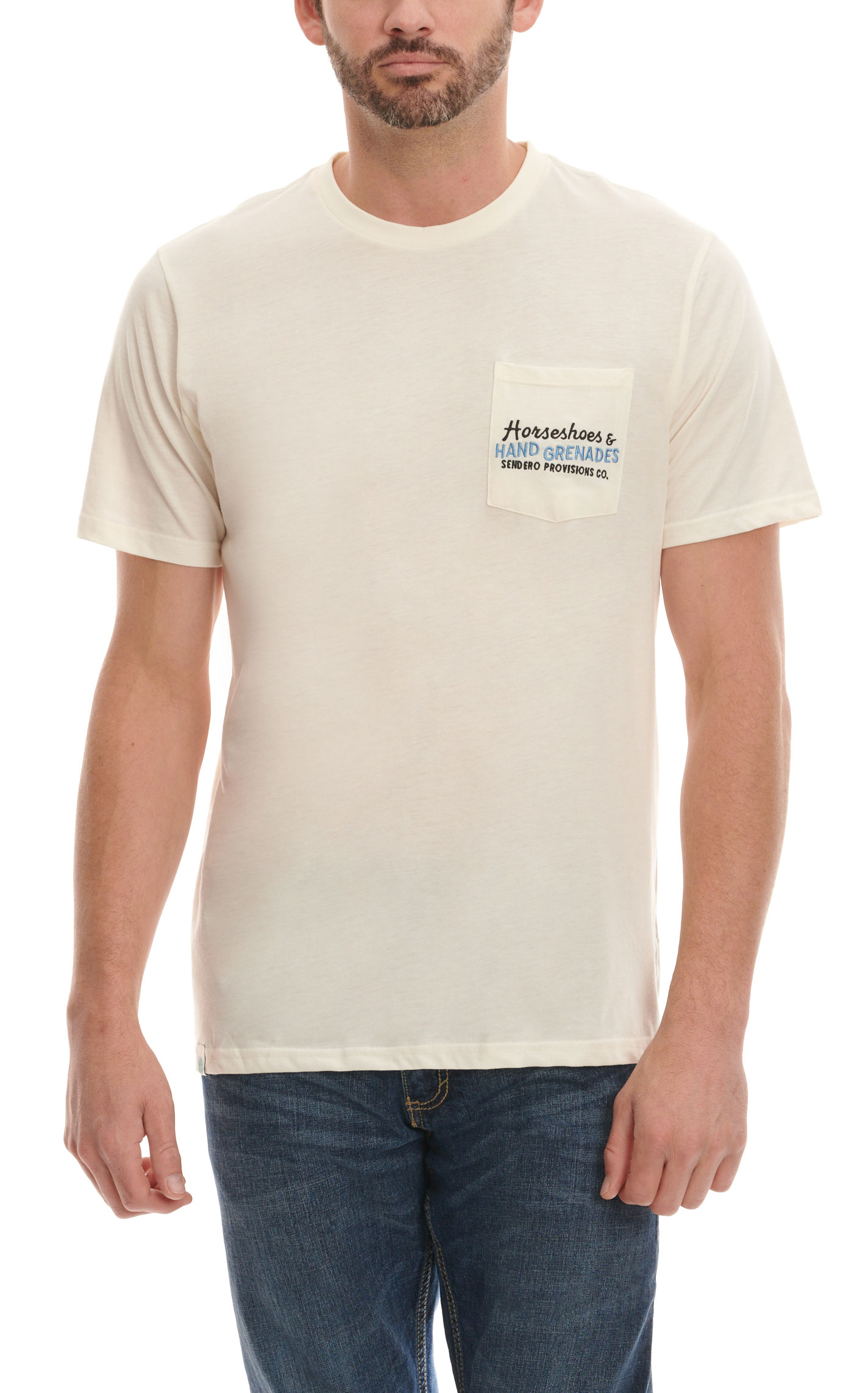 Sendero Provisions Co. Men's Bone Horseshoes & Hand Grenades Logo Graphic Short Sleeve T-Shirt - Image 1