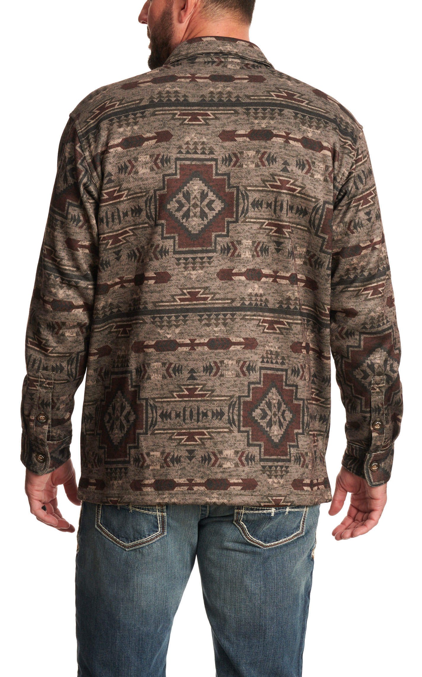 Ariat Men's Caldwell Chocolate Brindle & Coffee Aztec Print Shirt Jacket - Image 1