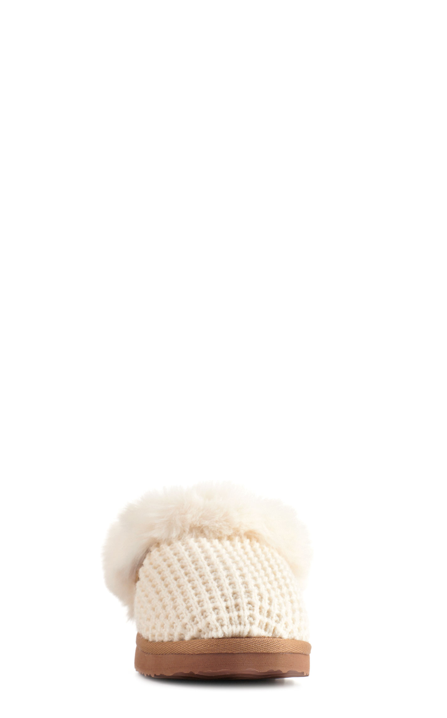 Very G Women's Cream Crochet with Fur Trim Slippers - Image 1