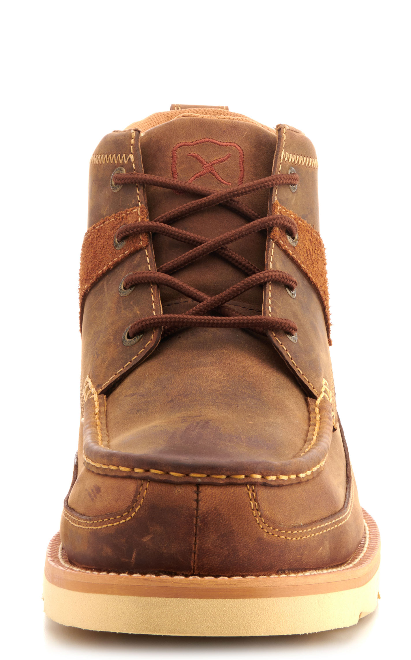 Twisted X Men's Brown Oiled Saddle Crepe Wedge Steel Toe Lace Up Casual Work Shoe - Image 1