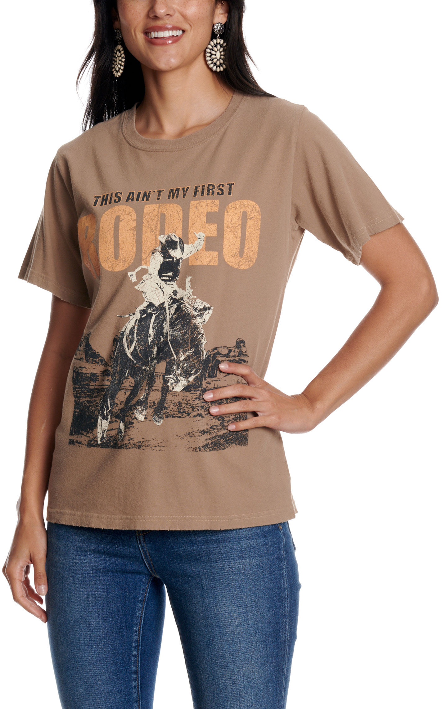 Zutter Women's Taupe This Ain't My First Rodeo Graphic T-Shirt - Image 1