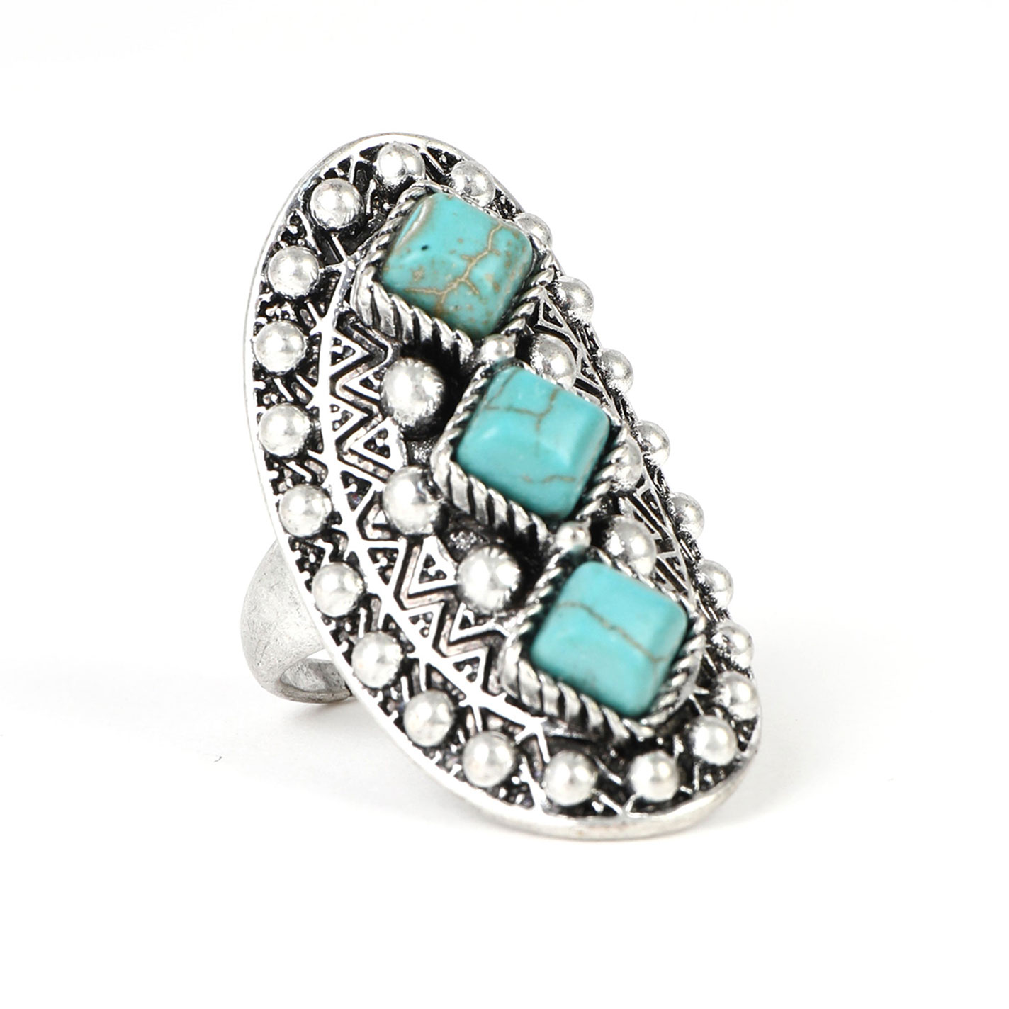 Cowgirl Confetti Silver & Turquoise Steppin' Stone Ring - Image 1