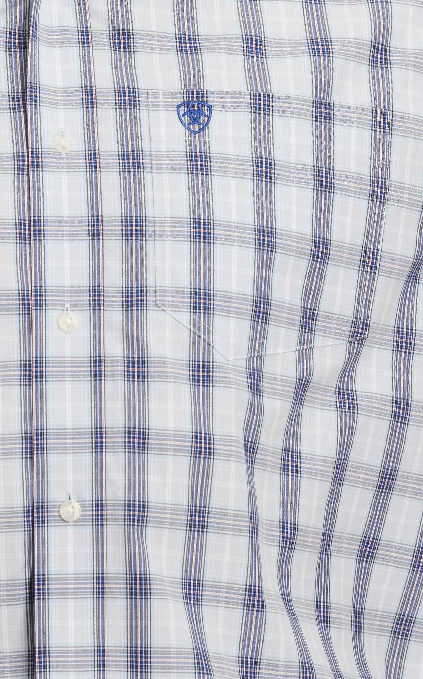 Ariat Pro Series Men's River Navy Plaid Western Shirt - Image 1