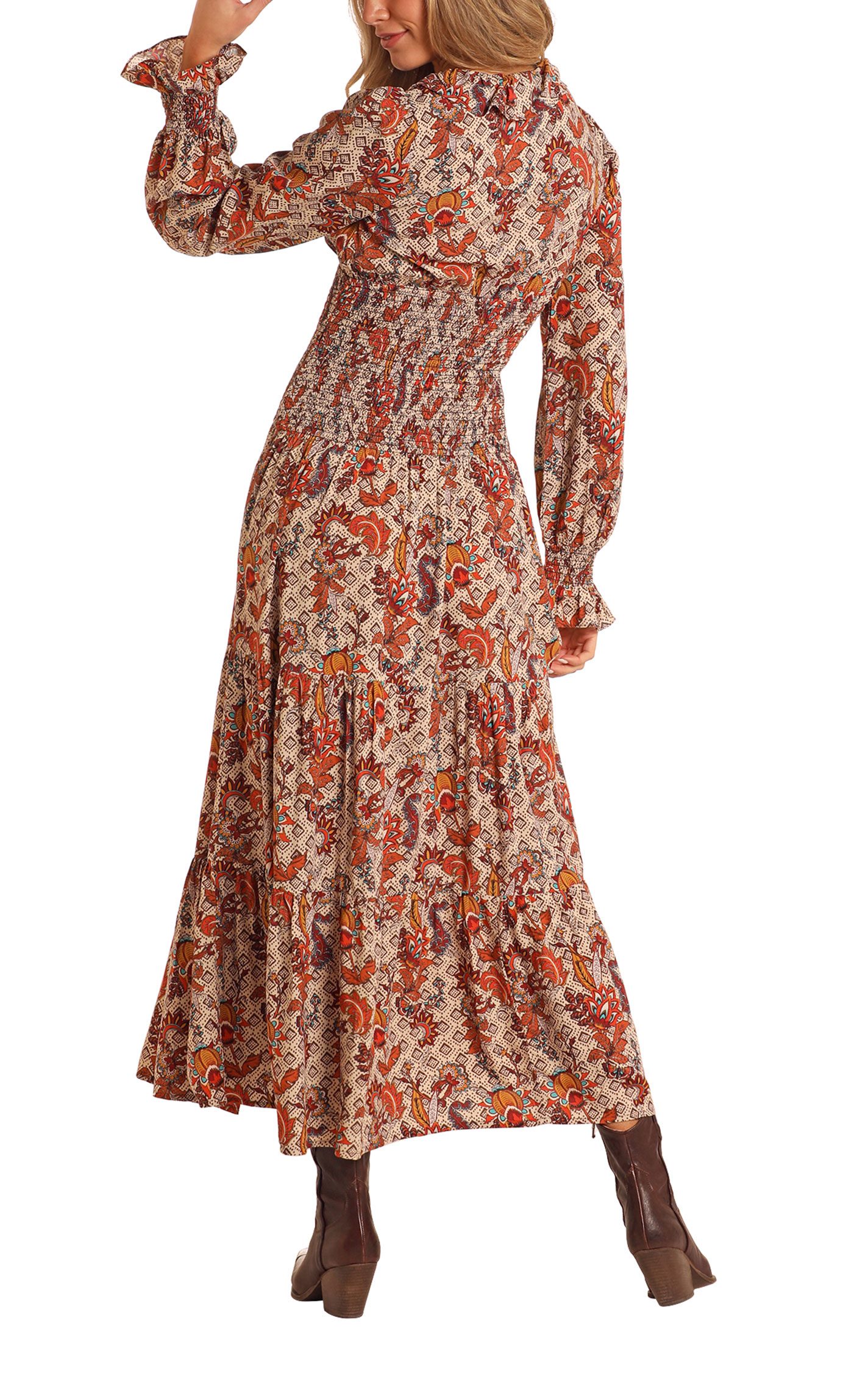 Panhandle Women's Taupe & Sunset Floral Maxi Dress - Image 1