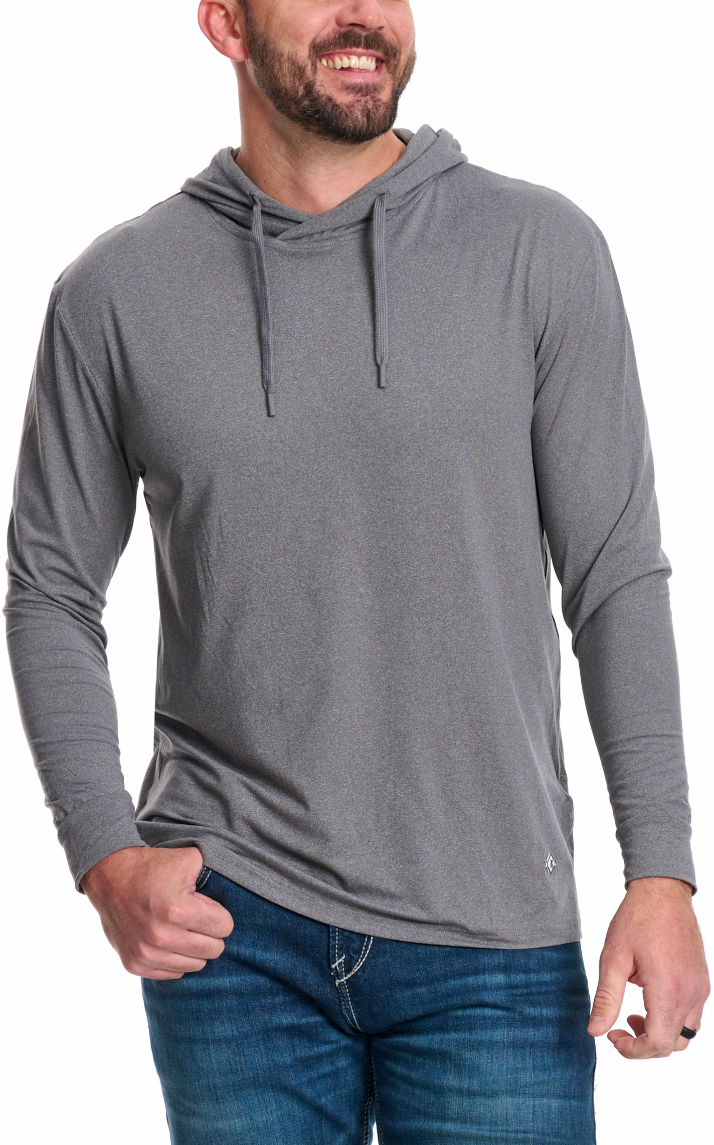 BURLEBO Men's Gray Camo Print Performance Outdoor Hoodie - Image 3