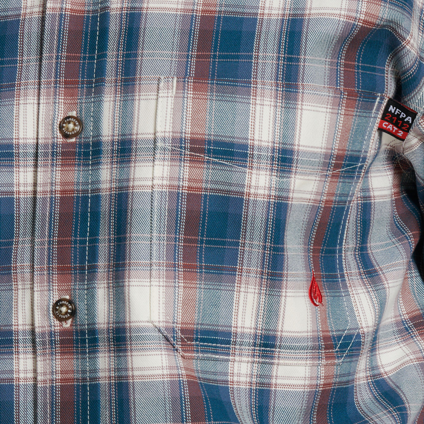 Forge Men's Aegean & Red Plaid FR Work Shirt - Image 2