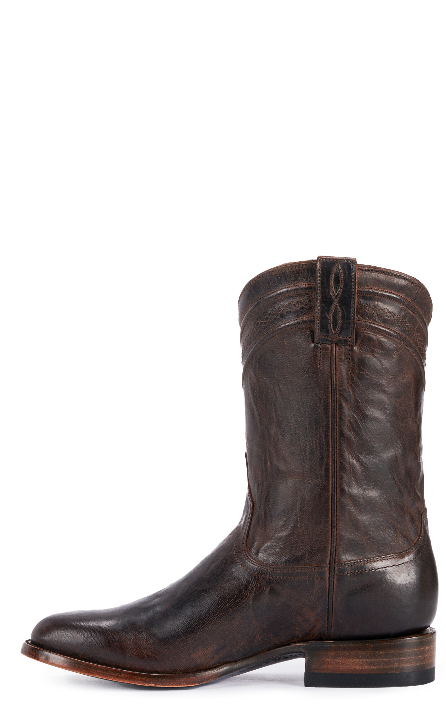 JRC & Sons Men's Todd Mad Dog Goat Leather Round Toe Roper Boot in Chocolate Brown - Image 1