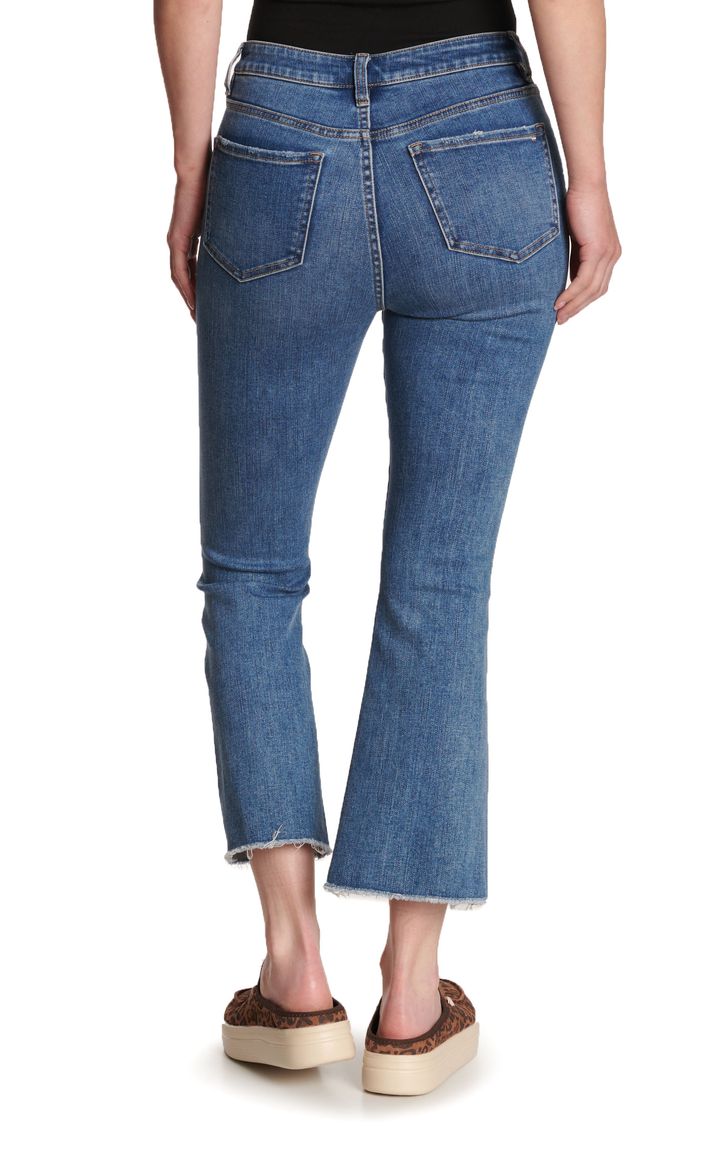 Mica Denim Women's Medium Wash High Rise Cropped Flare Jeans - Image 1