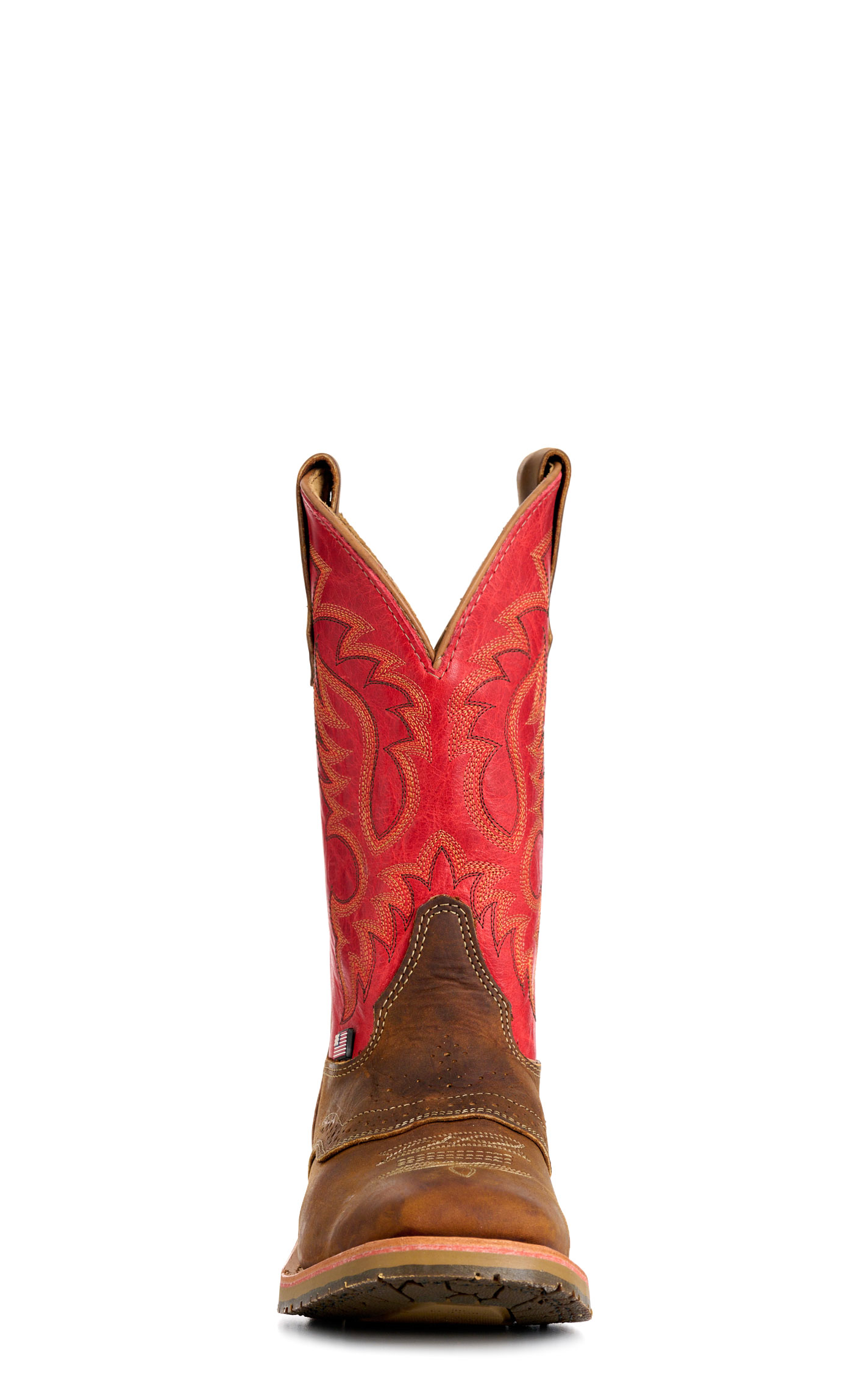 Double H Men’s Red ICE Collection Crazy Horse Leather Square Toe Cowboy Boots - Image 1