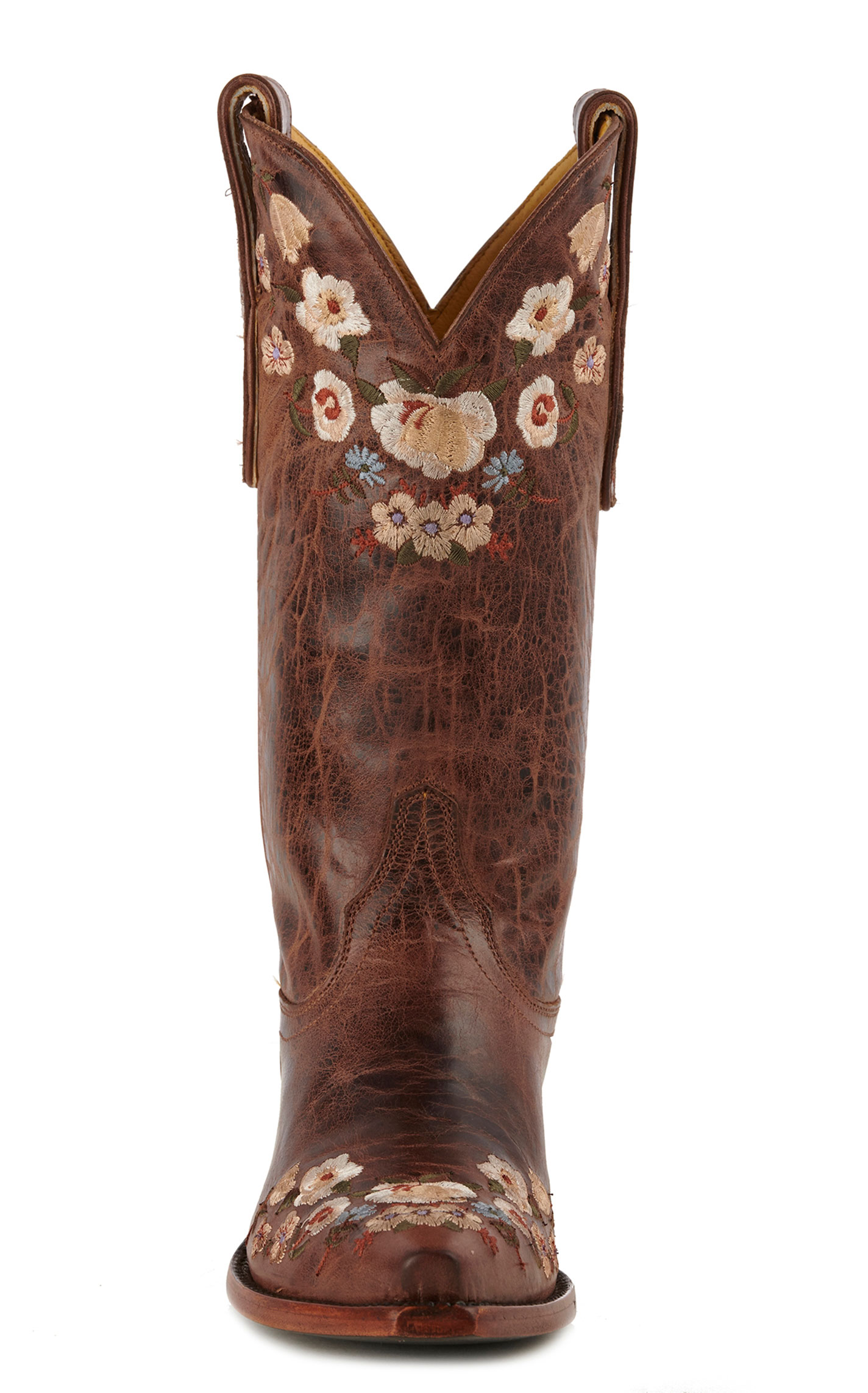 Cavender's Women's Rust Floral Embroidered Snip Toe Cowboy Boots - Image 1