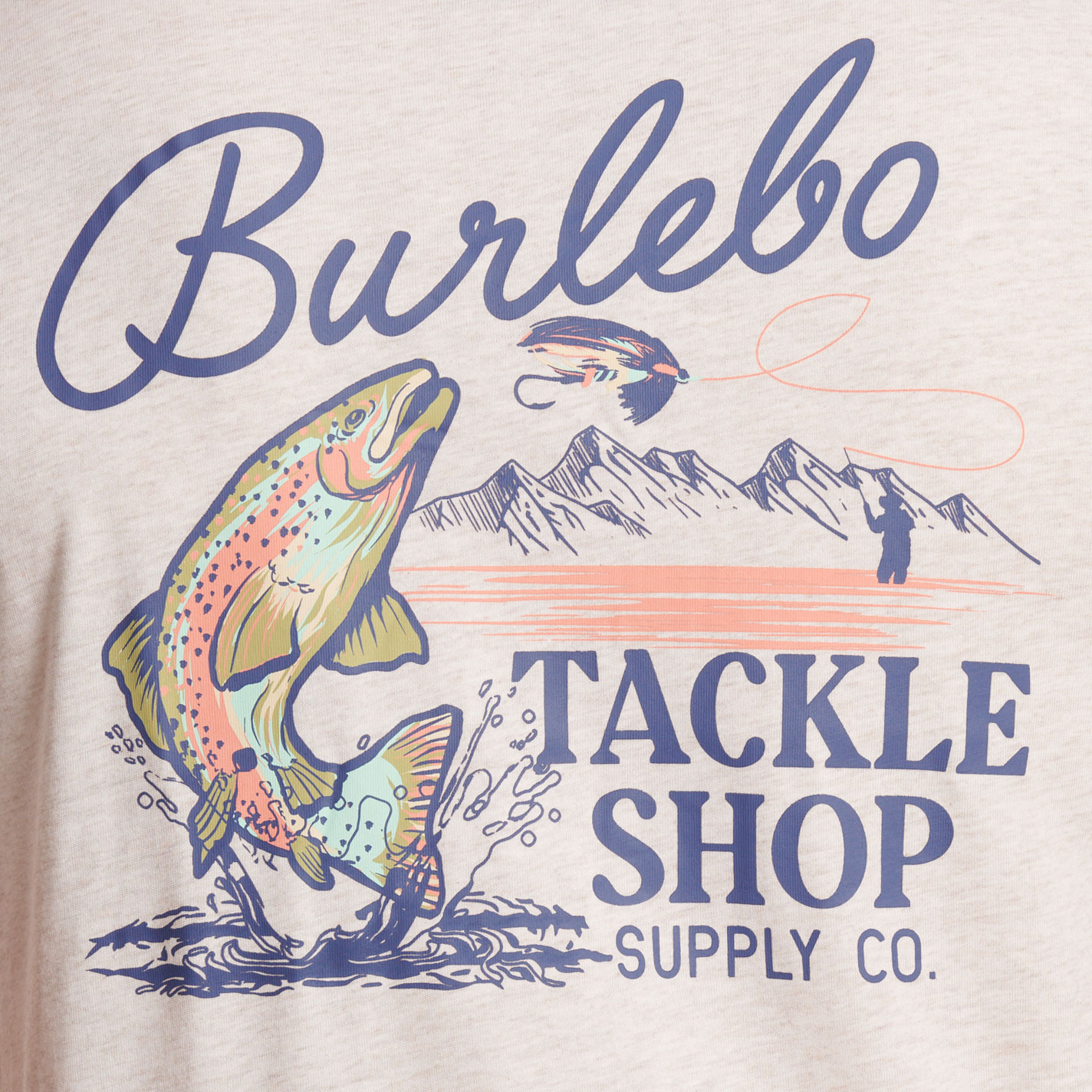 Burlebo Men's Heather Oatmeal Tackle Shop Logo T-Shirt - Image 1