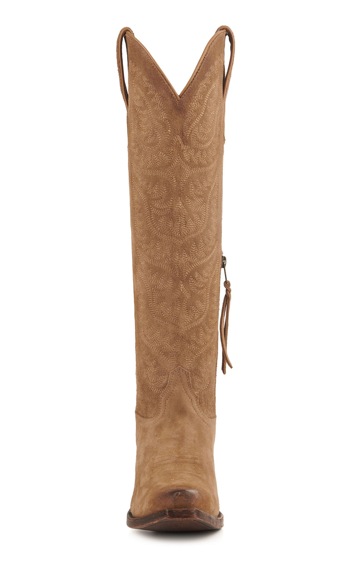 Ariat Women's Laramie Distressed Tan Suede StretchFit Snip Toe Tall Cowboy Boots - Image 1