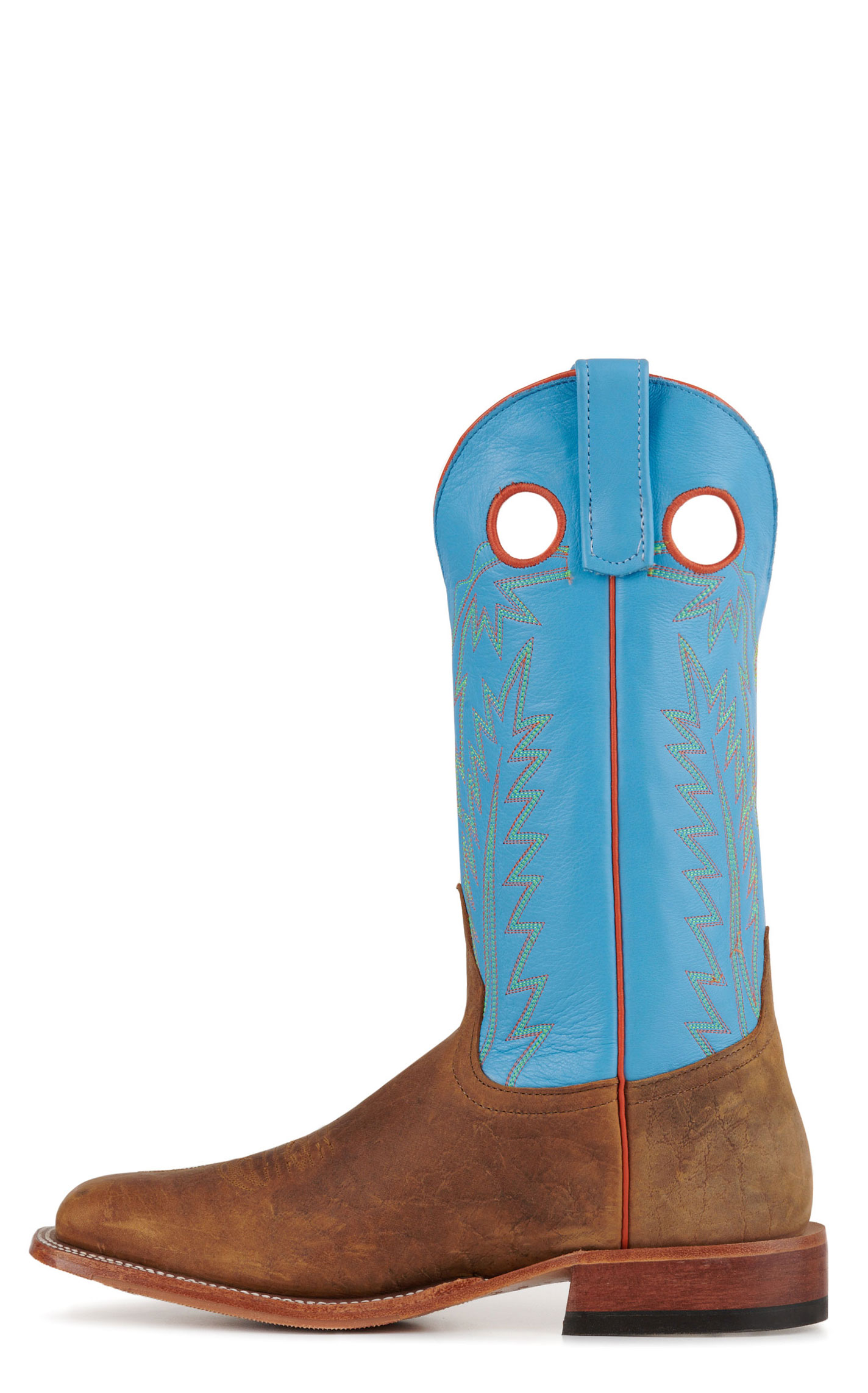 Anderson Bean Mens' Natural Brahma Bison and Blue Hybrid Square Toe Cowboy Boots - Image 1