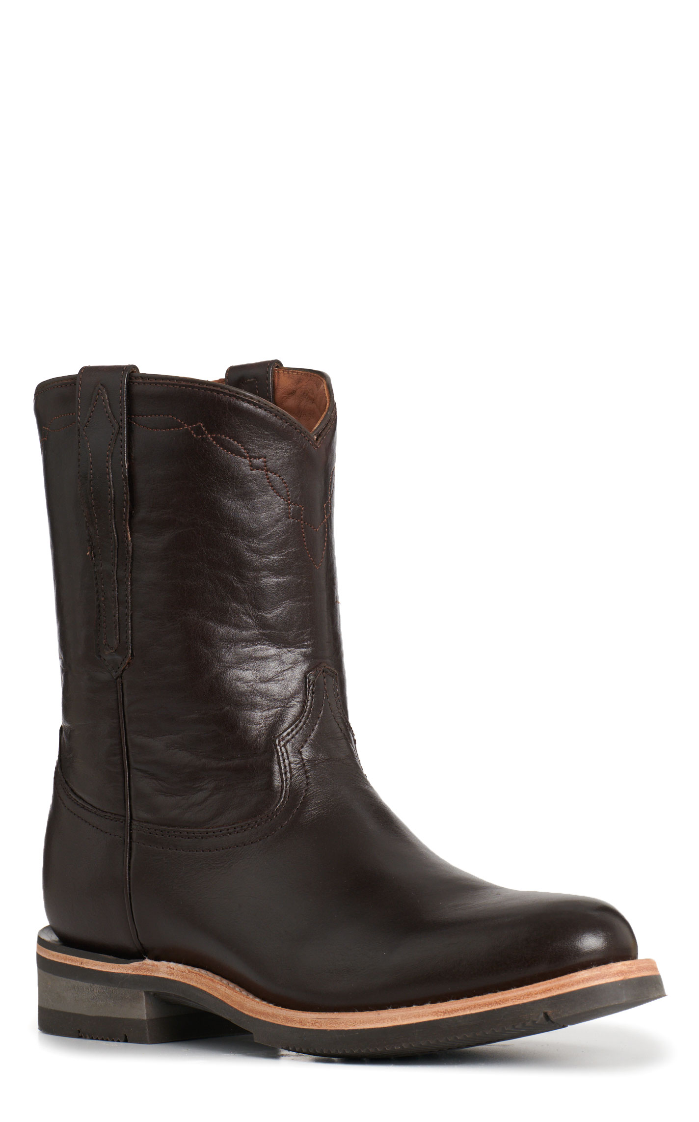 Lucchese Men’s Raymond Chocolate Ranch Hand Roper Round Toe Cowboy Boots - Image 1