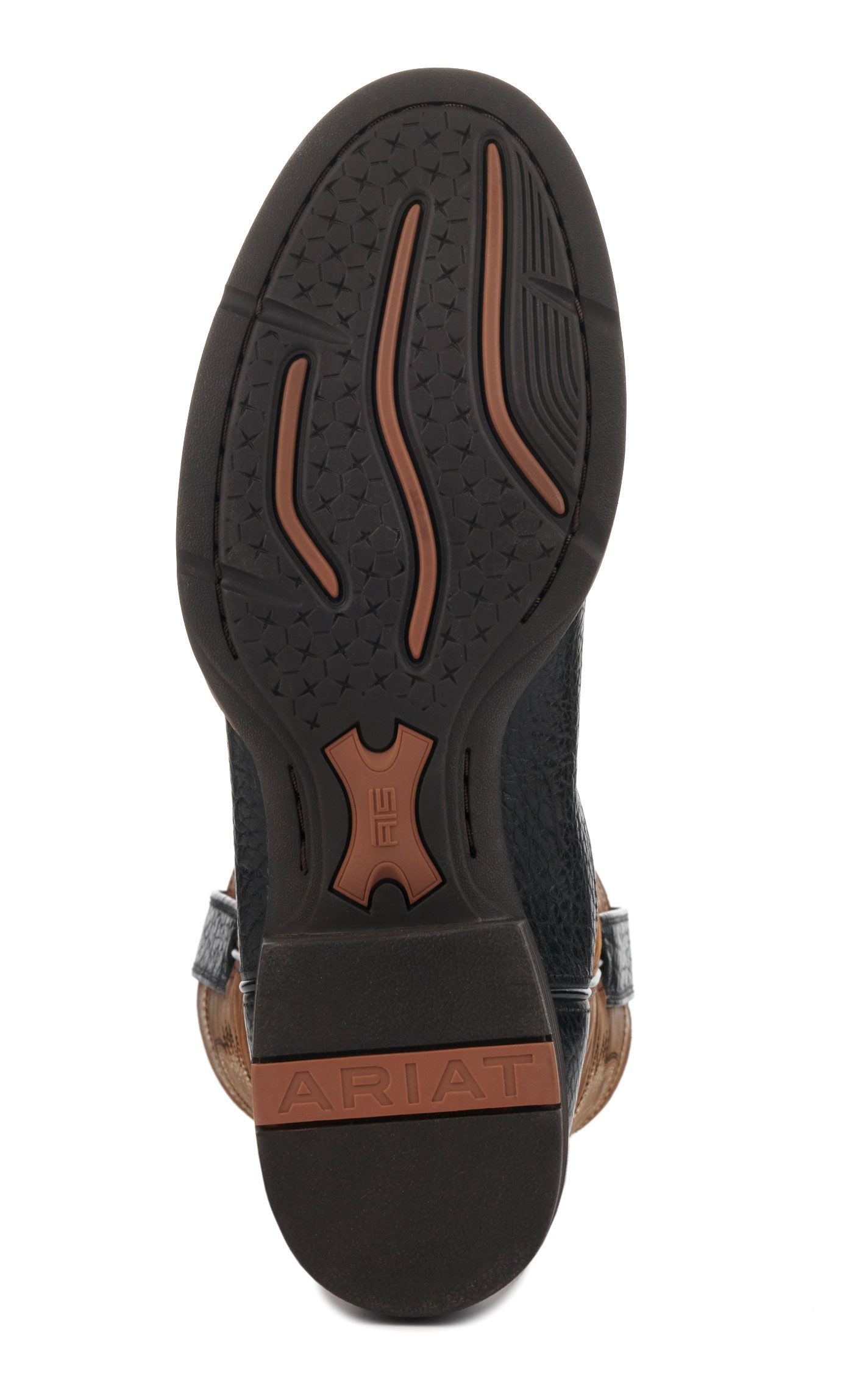 Ariat Men's Sport Stratten Black and Weathered Chestnut Round Toe Cowboy Boots - Image 1