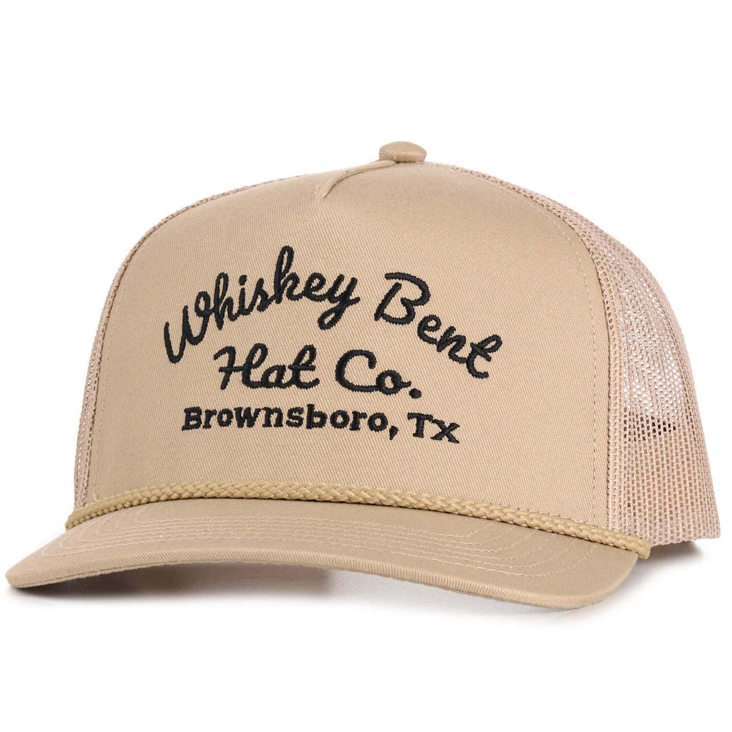 Whiskey Bent Hat Co. Khaki Embroidered Logo Cap - Image 1