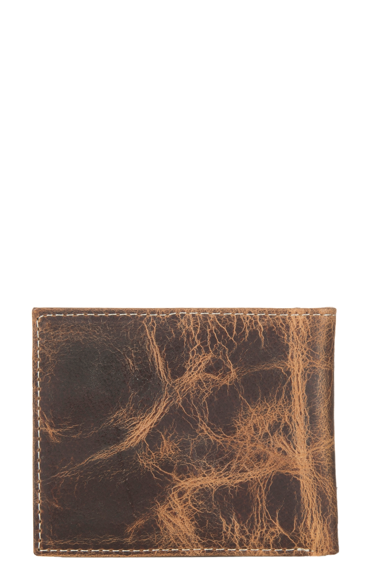 Ariat Distressed Brown Tooled Overlay Bi-Fold Wallet - Image 1