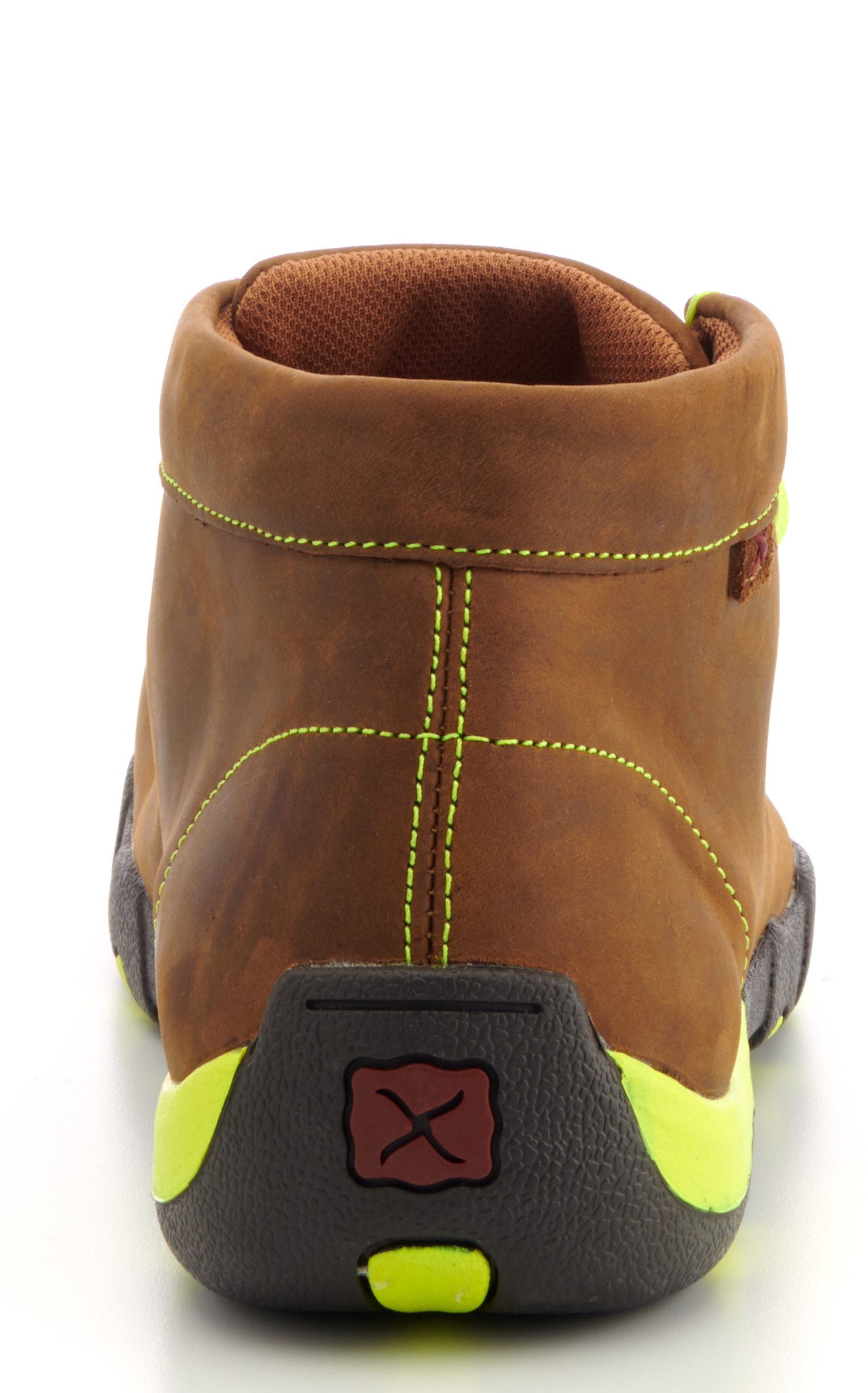Twisted X Men's Distressed Brown with Neon Yellow Laces Chukka Driving Moc Steel Toe Work Shoe - Image 1