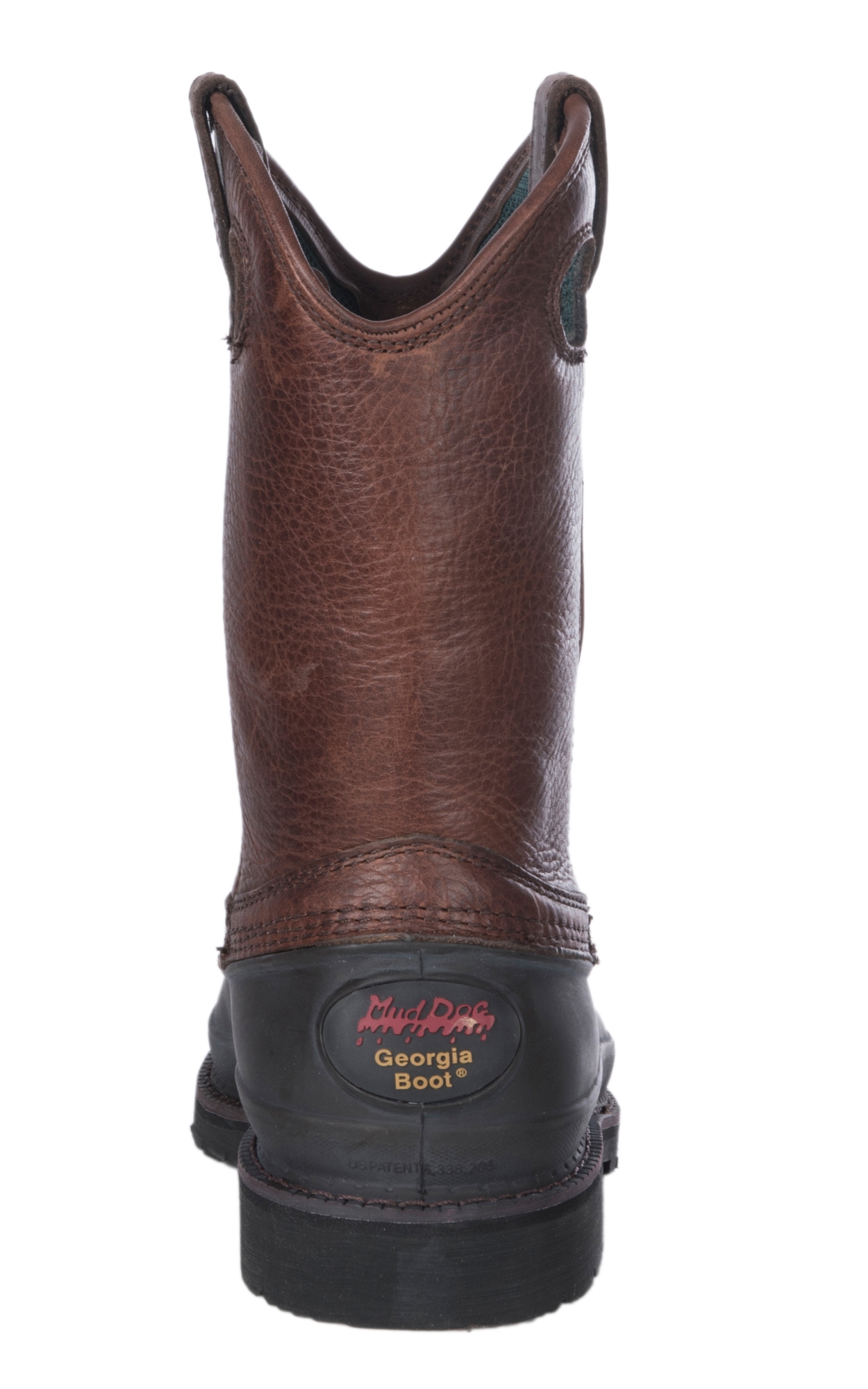 Georgia Men's Muddog Brown Waterproof Leather and Rubber Round Steel Toe Work Boot - Image 1