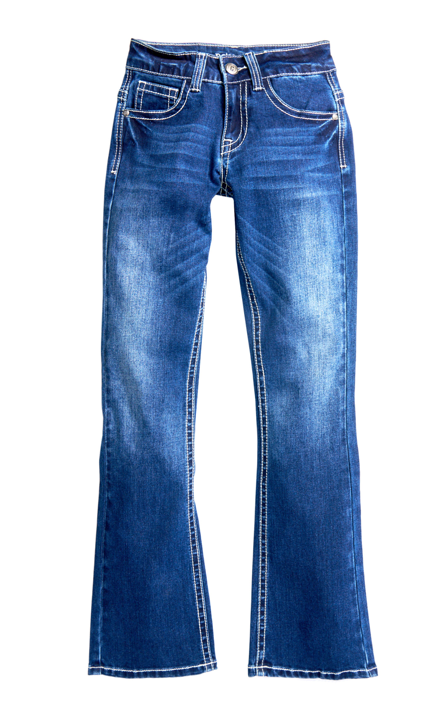 Rockin C Girl's Dark Wash Embroidery & Sequin Pocket Jeans  - Image 1