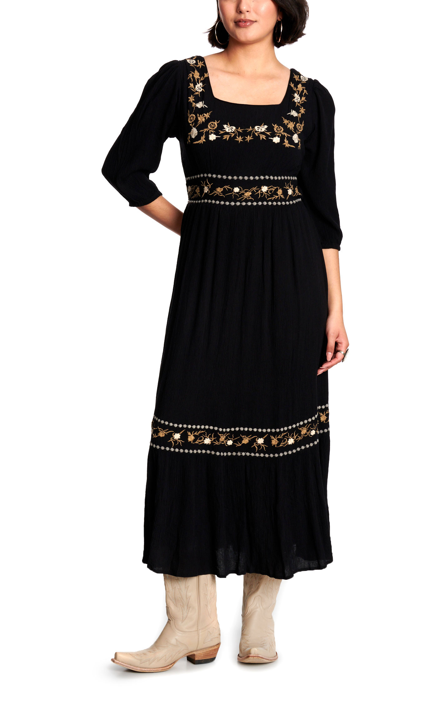 Cotton & Rye Women's Black Embroidered Dress - Image 1