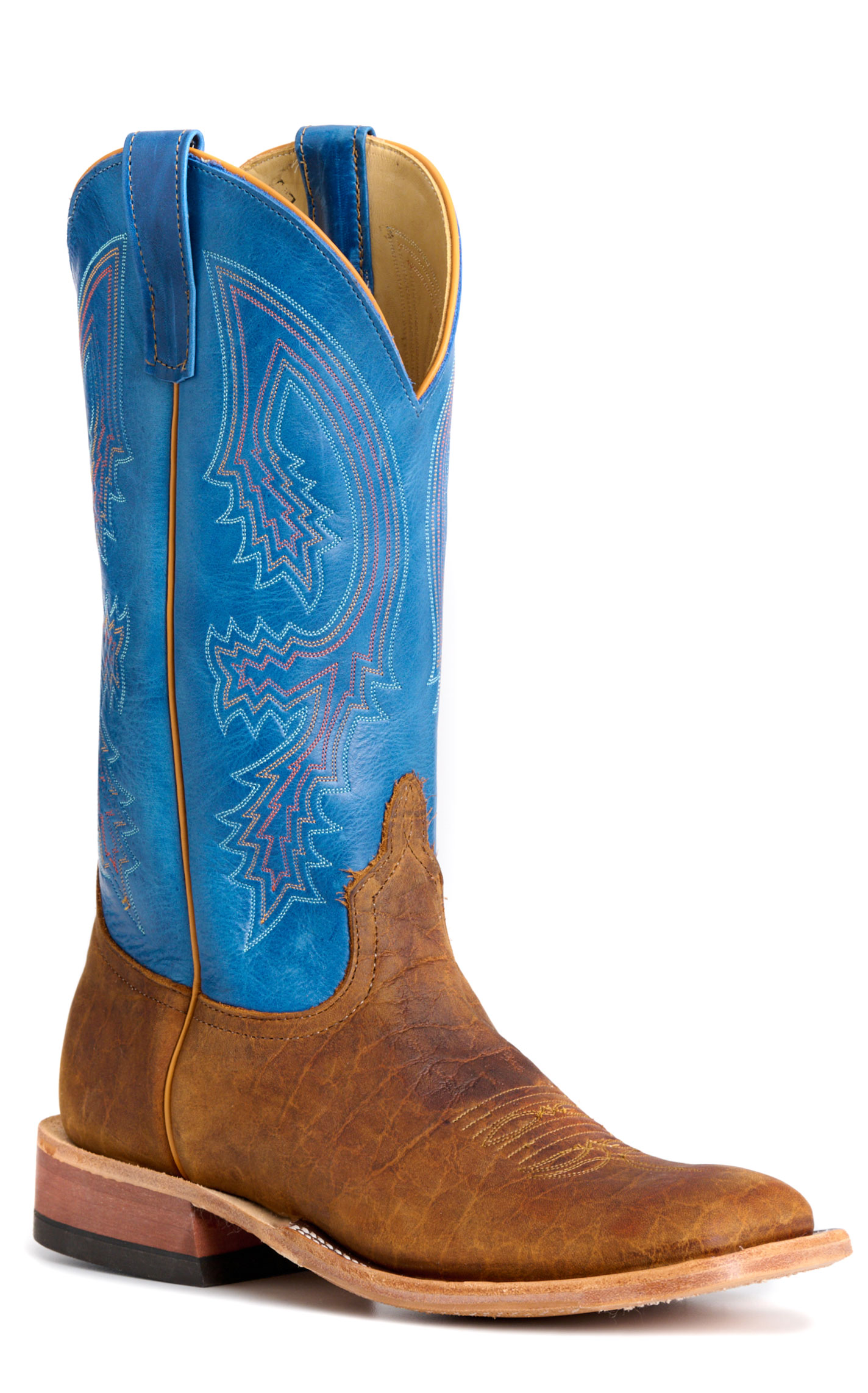 Anderson Bean Men's Natural Bison & Avatar Blue Wide Square Toe Cowboy Boots - Image 6