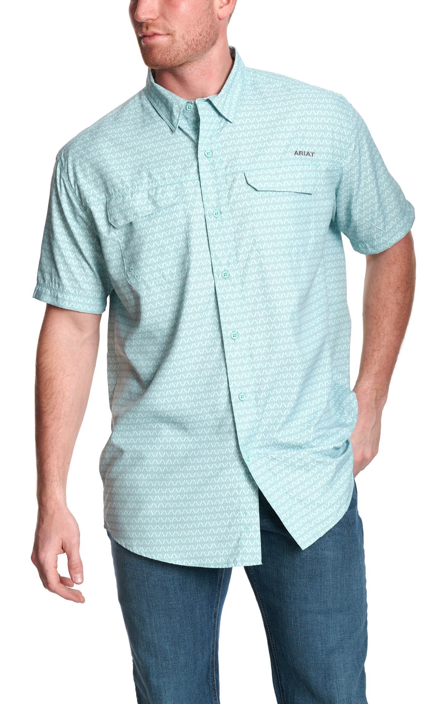Ariat Men's VentTEK Aqua Geo Print Western Shirt - Image 1