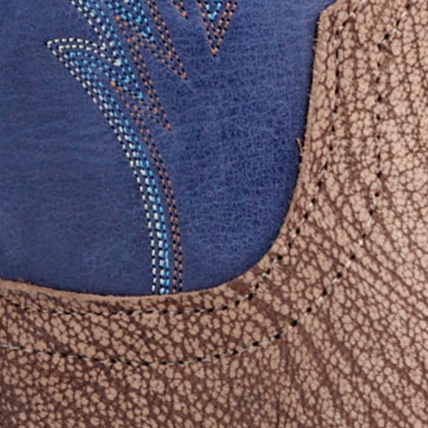 Anderson Bean Men's Tan and Royal Blue Hybrid Sole Wide Square Toe Cowboy Boots - Image 1
