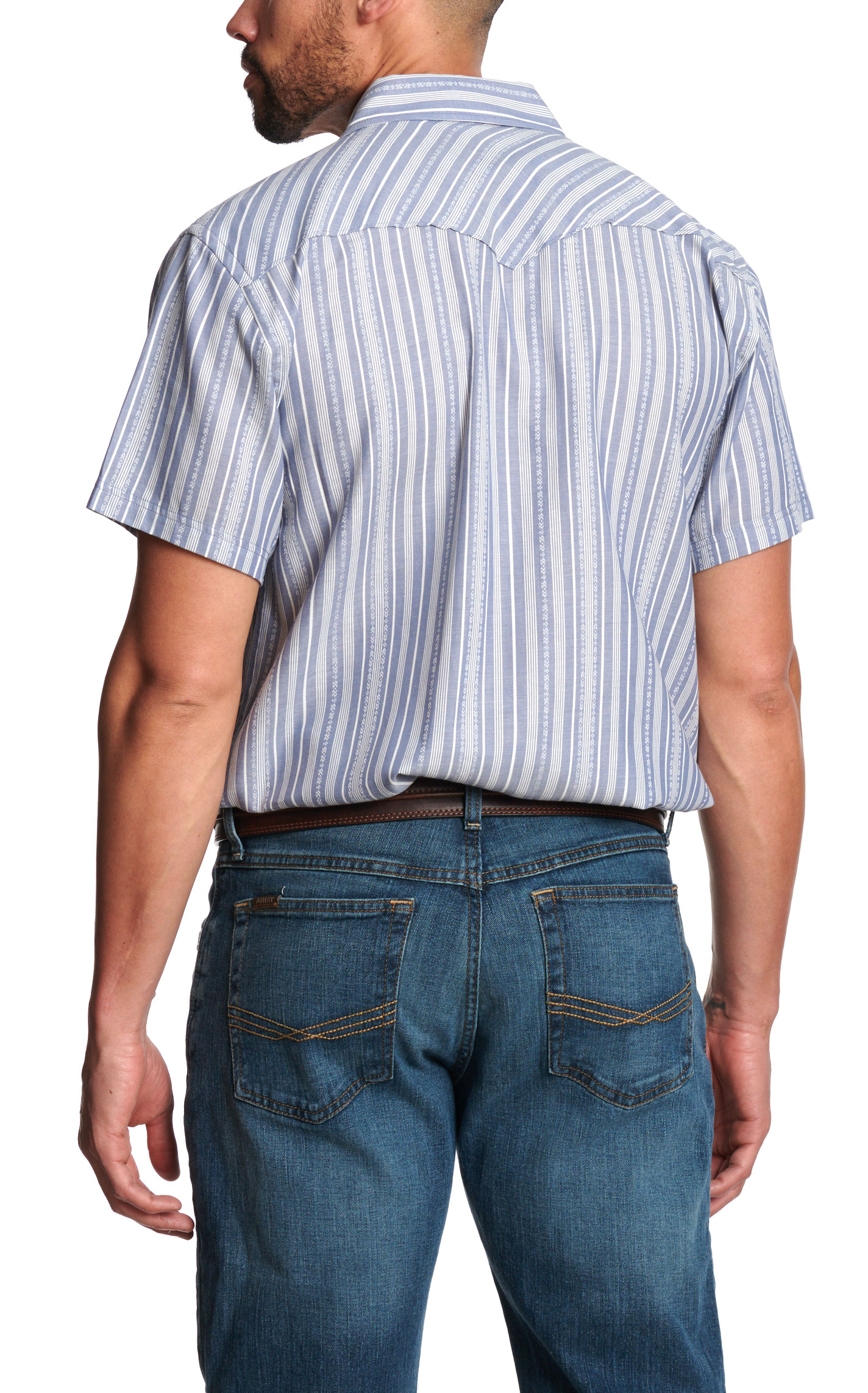 Panhandle Men's Vintage Gray Striped Jacquard Western Shirt - Image 1