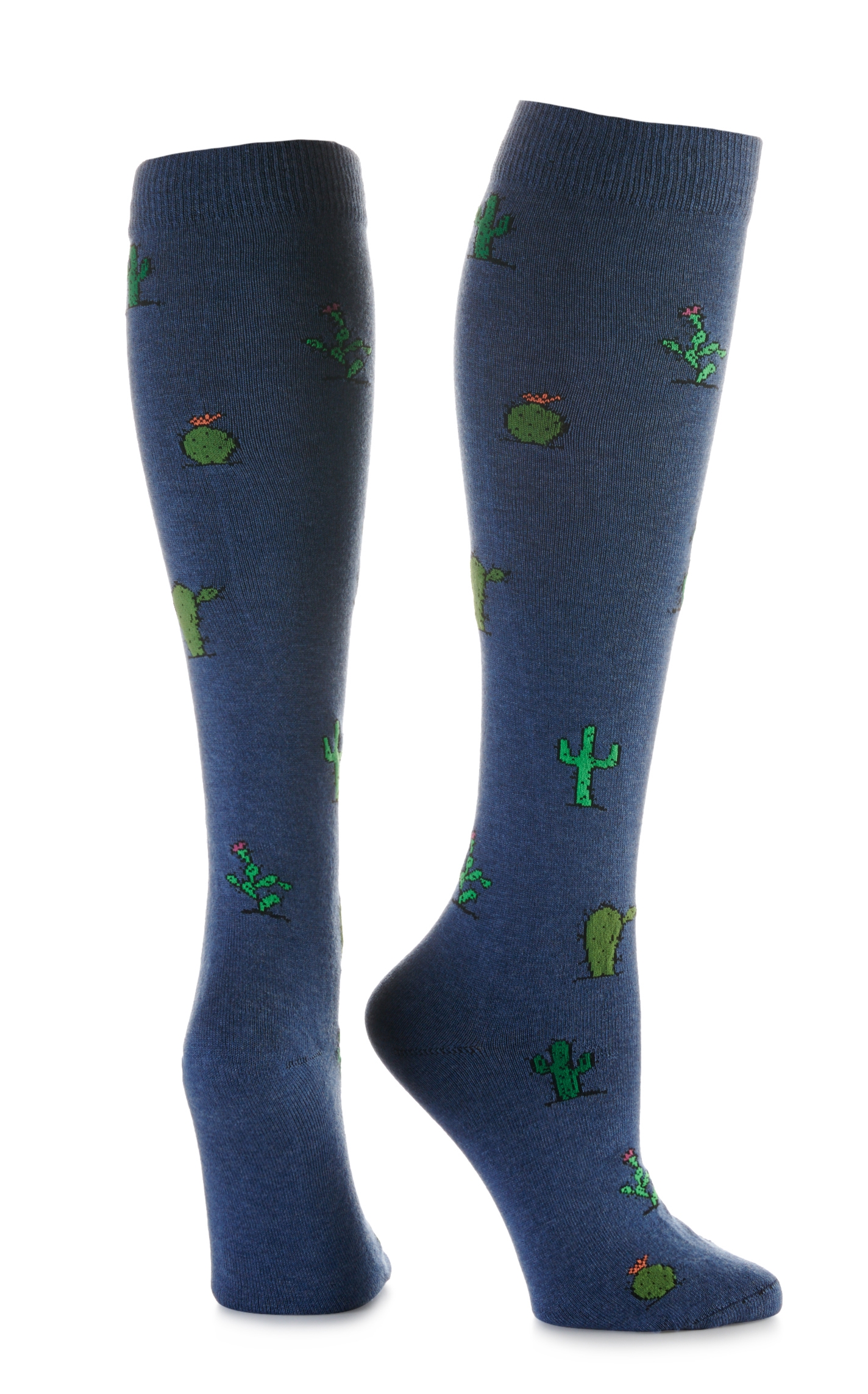 Boot Doctor Women's Navy with Cactus Print Over the Calf Boot Socks - Image 1