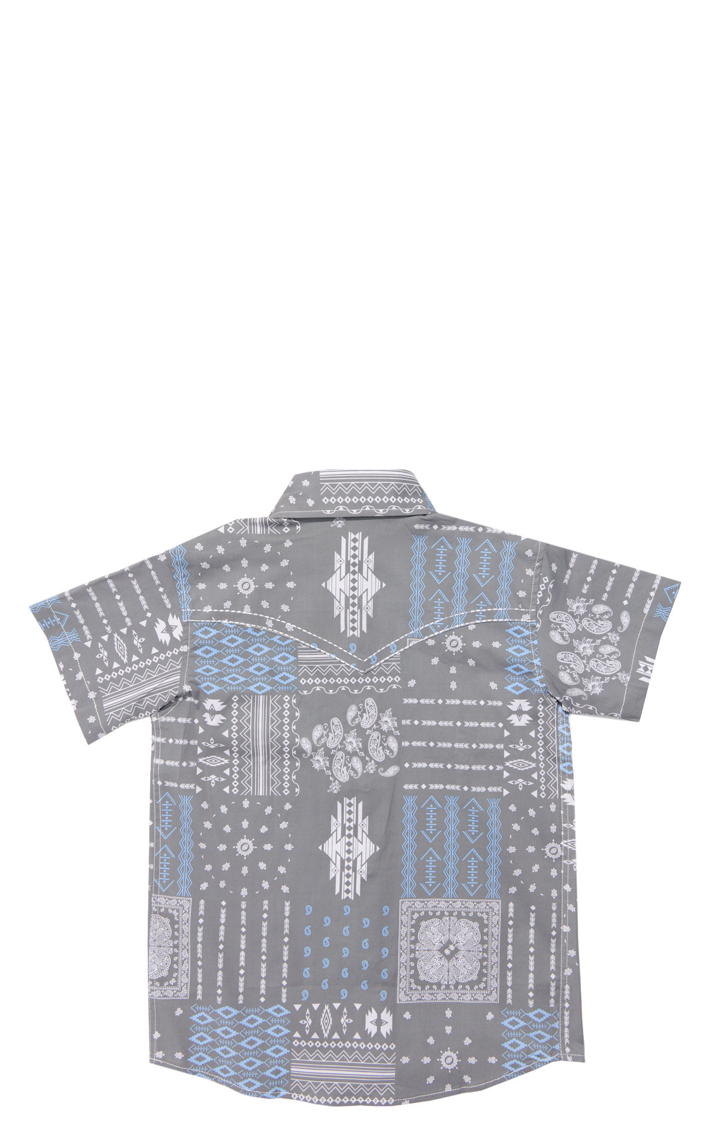 Cowboy Hardware Boy's Gray Aztec Bandana Print Shirt - Image 1