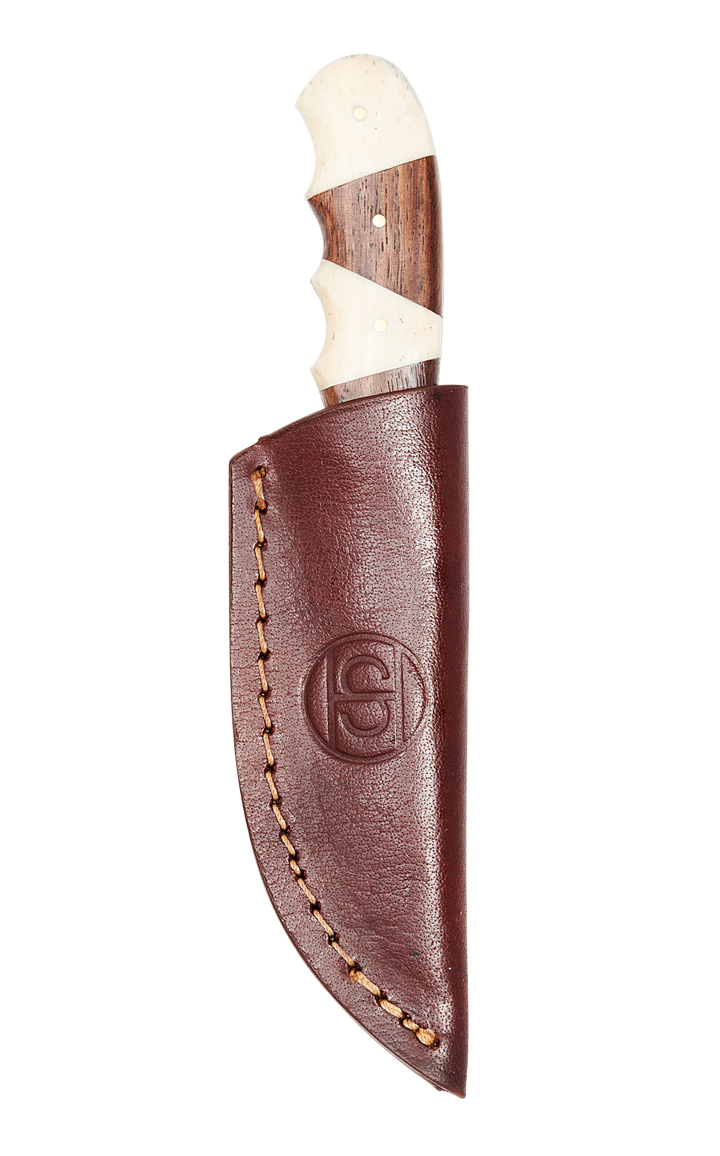 Circle SH Cutlery Bone & Wood Damascus Steel Fixed Blade Knife & Sheath - Image 2