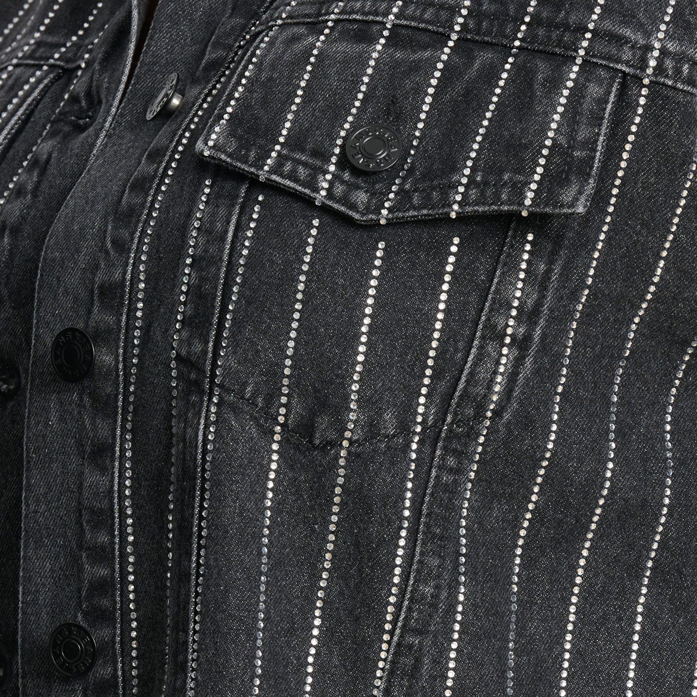 Blue B Women's Black Denim Silver Striped Jacket - Image 1