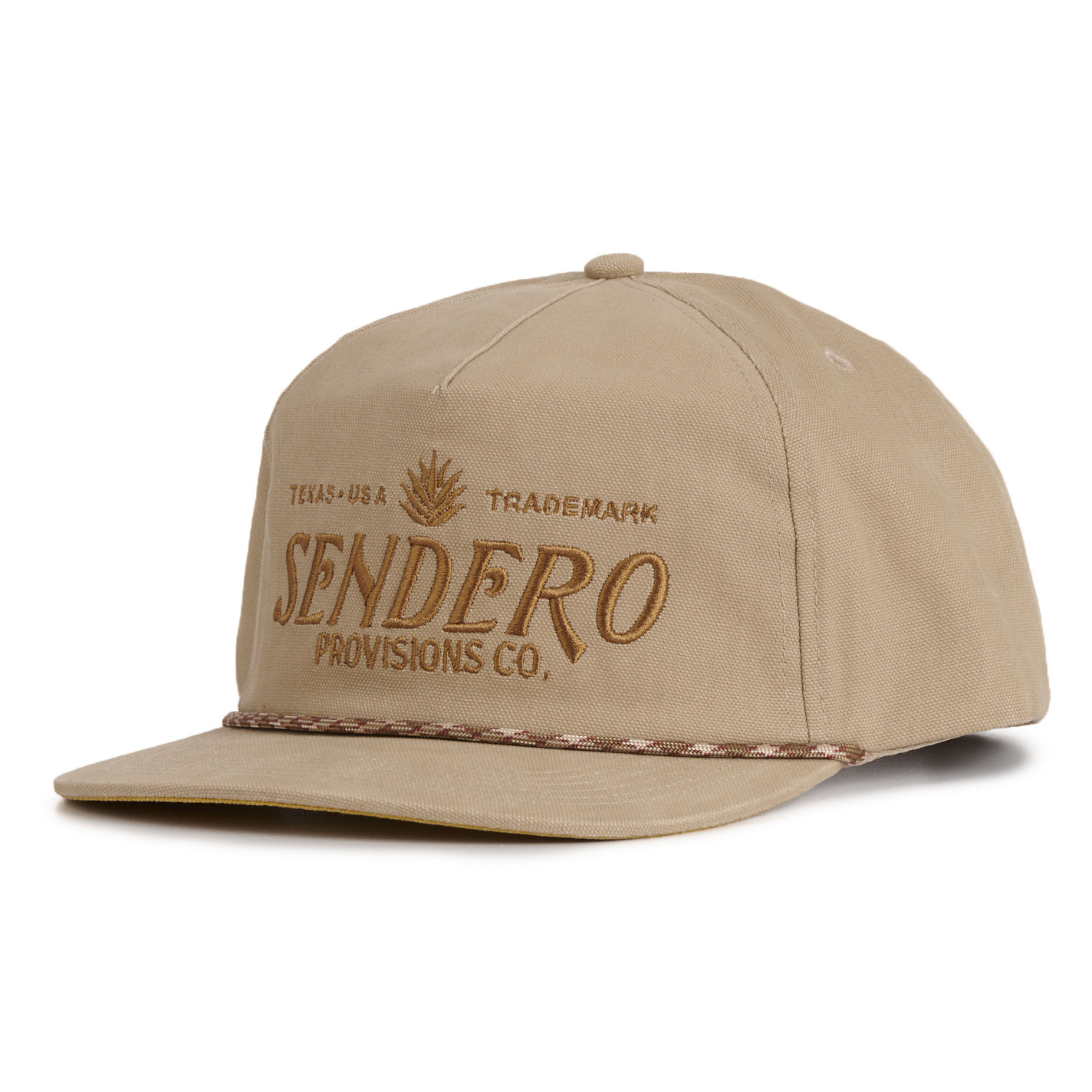 Sendero Provisions Co. Tan Flat Bill Embroidered Logo Rope Cap - Image 1