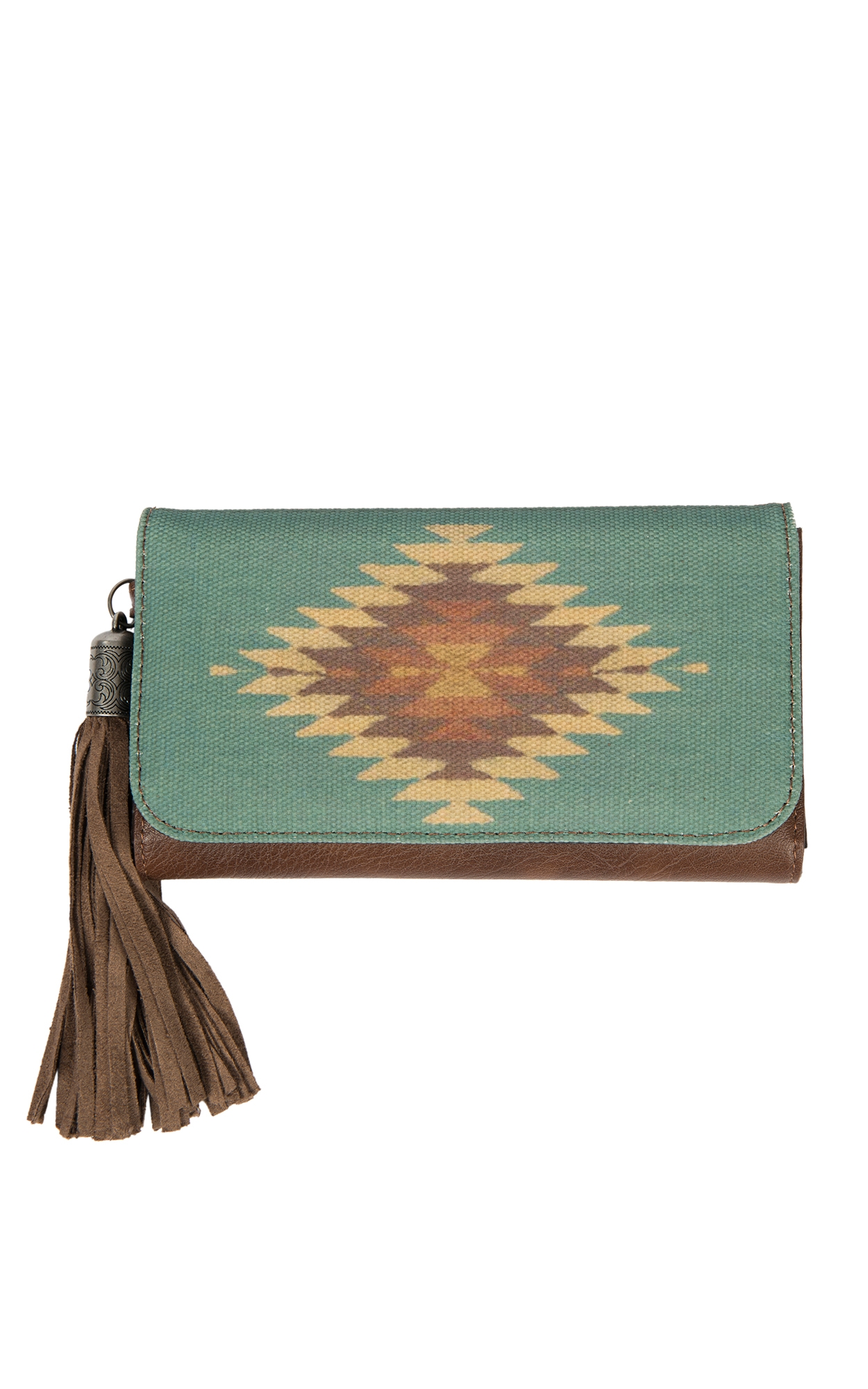 Blazin Roxx Brown and Blue with Aztec Flap Wallet - Image 1