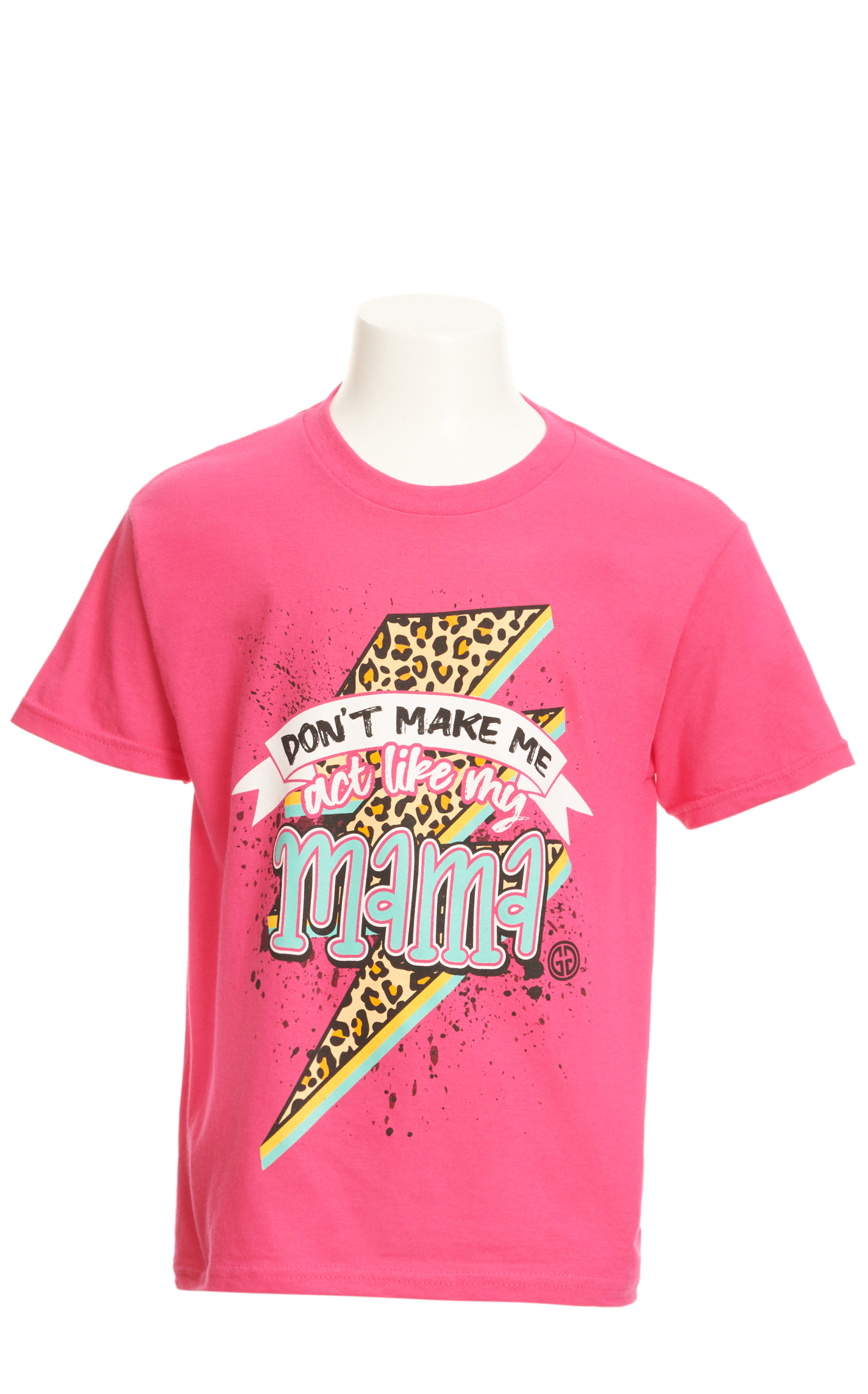 Girlie Girl Girl's Hot Pink Lightning Bolt Mama Graphic Short Sleeve T-Shirt - Image 1