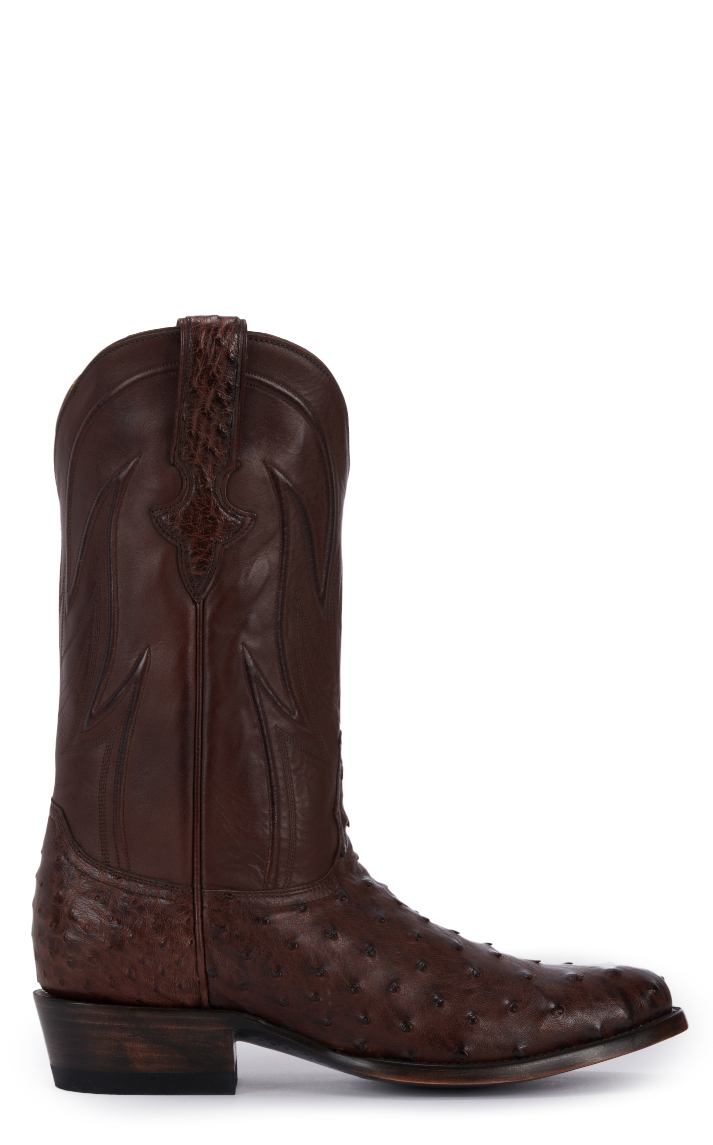 JRC & Sons Men's Jose Full Quill Ostrich Round Toe Exotic Cowboy Boot in Tobacco - Image 1