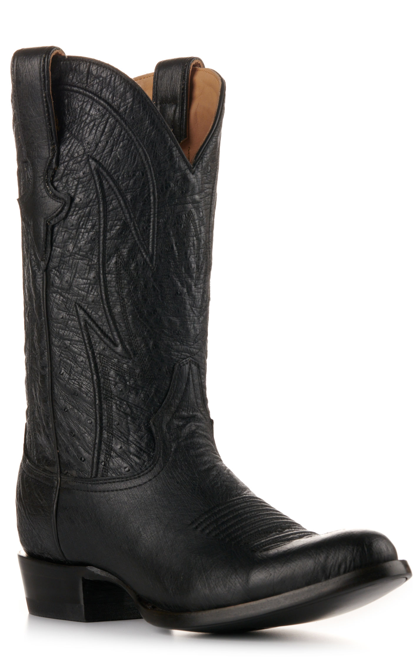 JRC & Sons Men's Cooper Smooth Quill Ostrich Round Toe Exotic Cowboy Boot in Black - Image 1