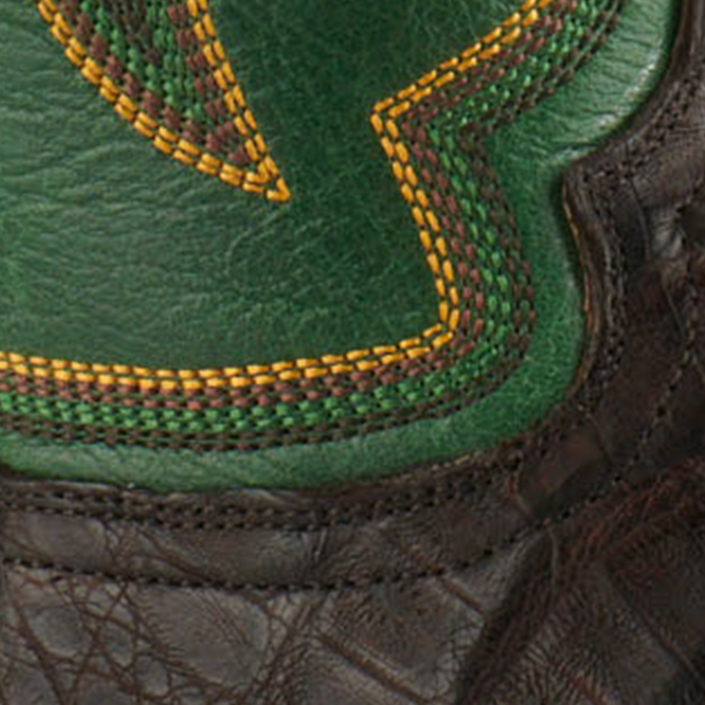 Hyer Men's Spearville Green and Coffee Matte Caiman Square Toe Exotic Cowboy Boots - Image 1