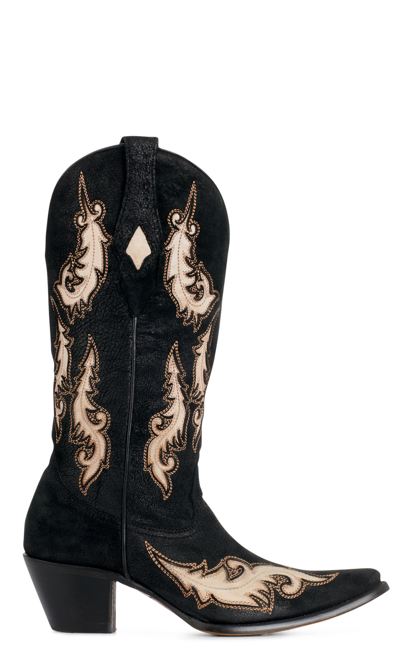 Corral Women's Black & Bone Inlay Stitched Snip Toe Cowboy Boots - Image 1